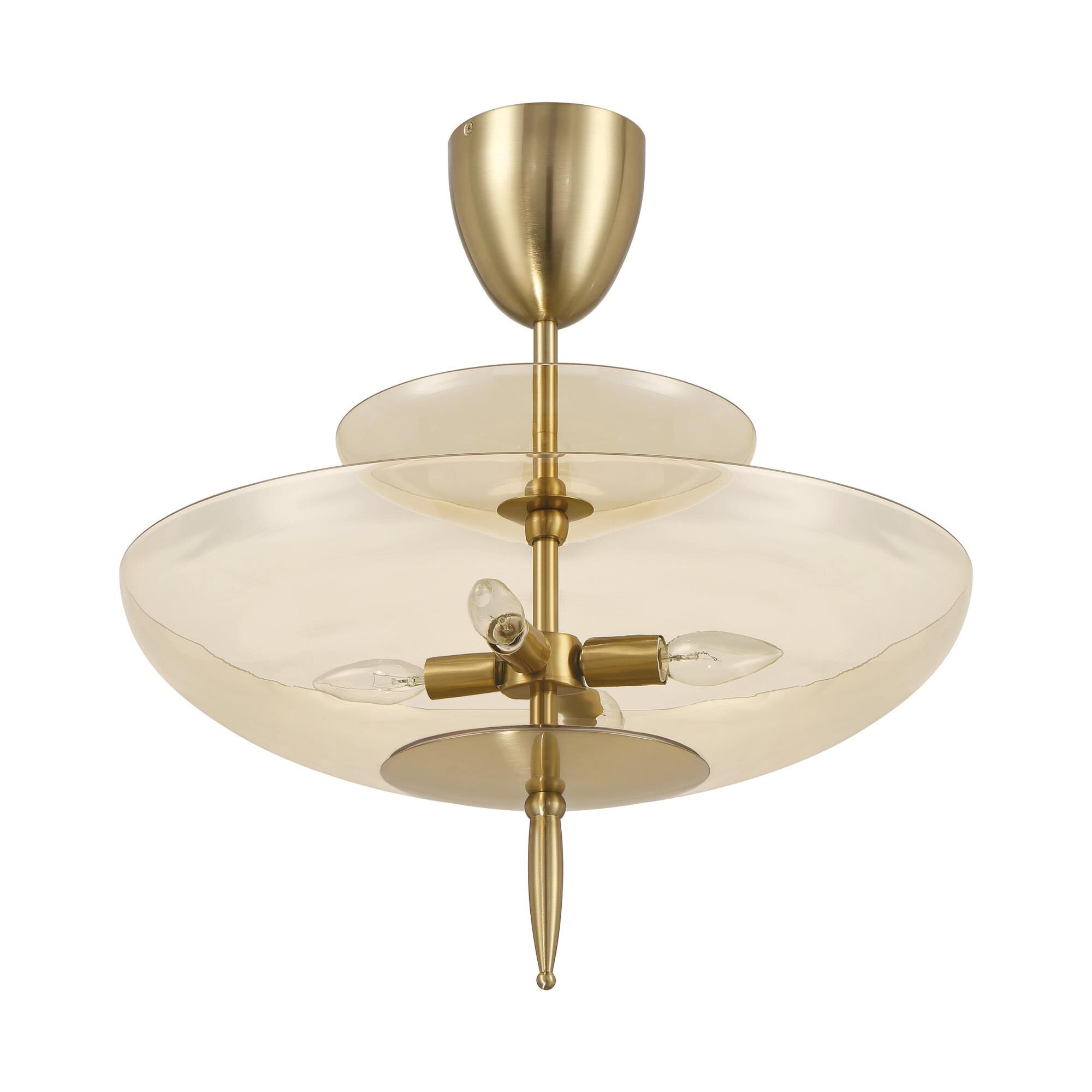 Shown in Brushed Gold finish and Smoked Amber glass