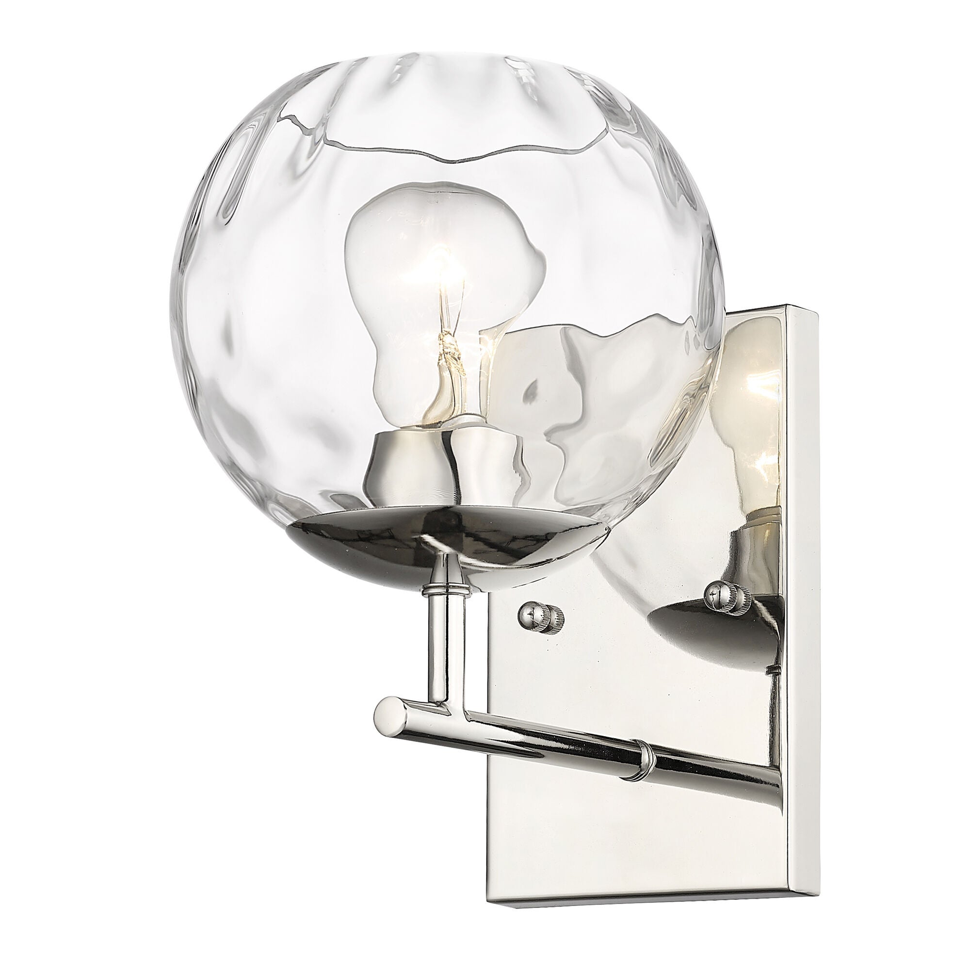Shown in Polished Nickel finish and Rippled Water glass