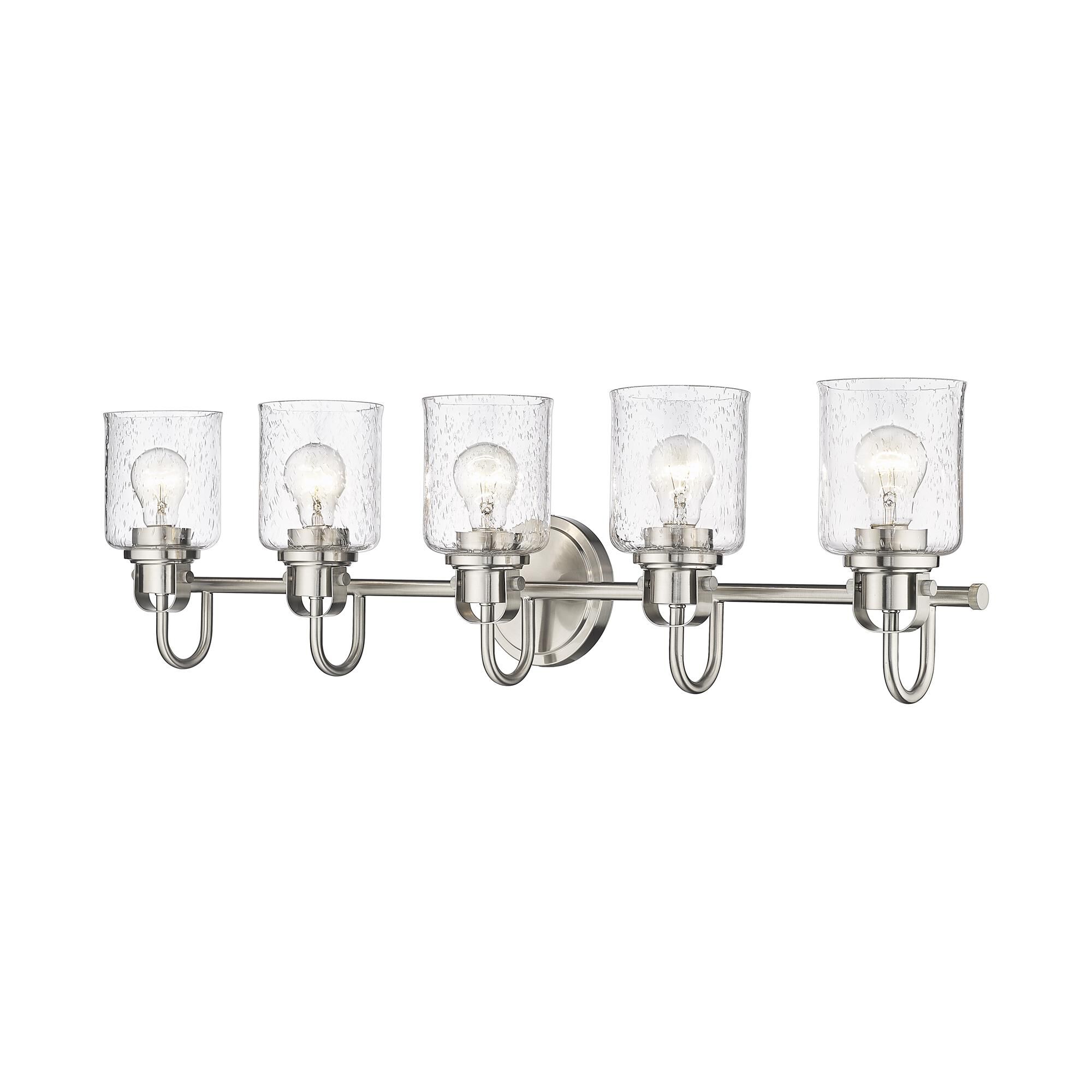 Shown in Brushed Nickel finish and Glass shade