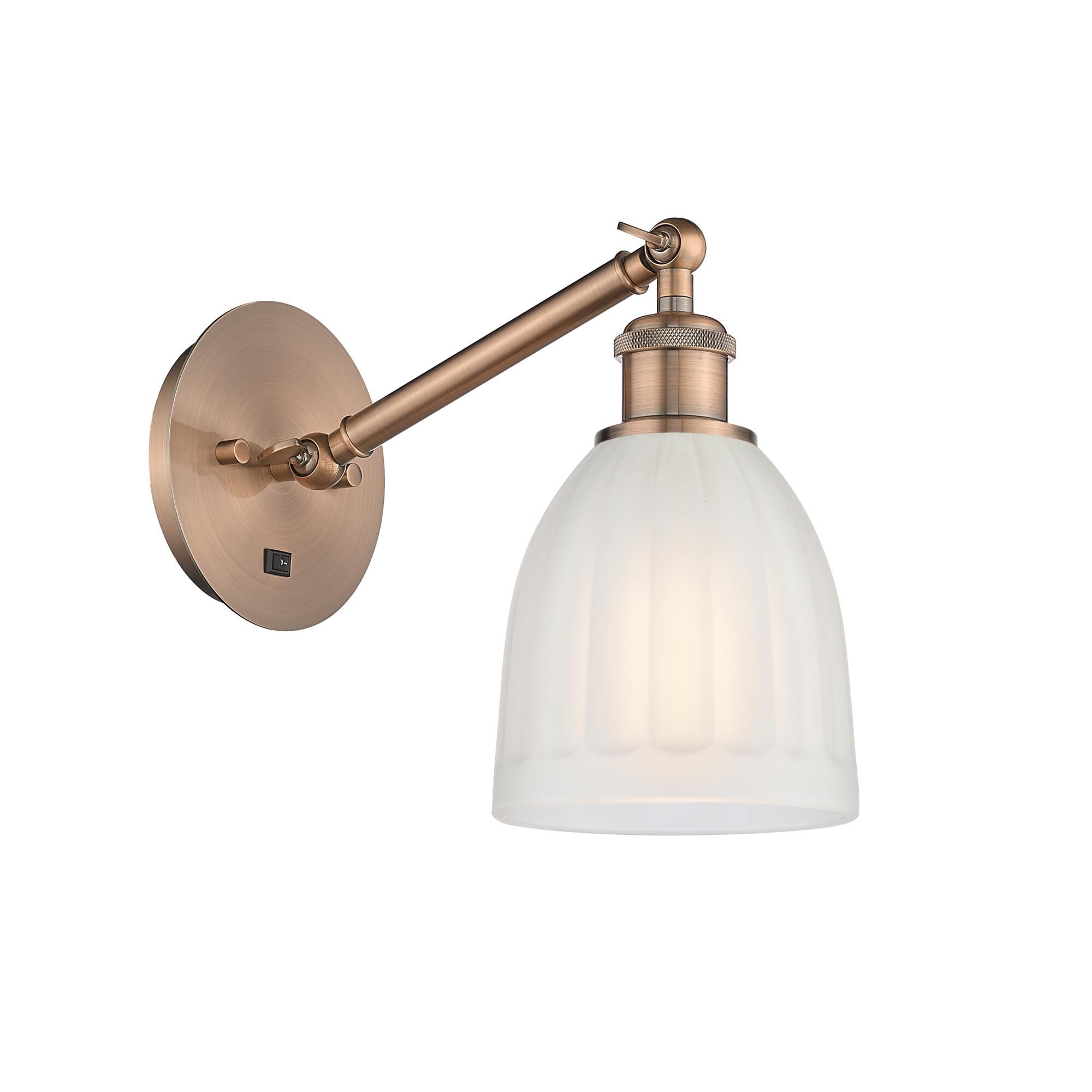 Shown in Antique Copper finish and White Brookfield glass