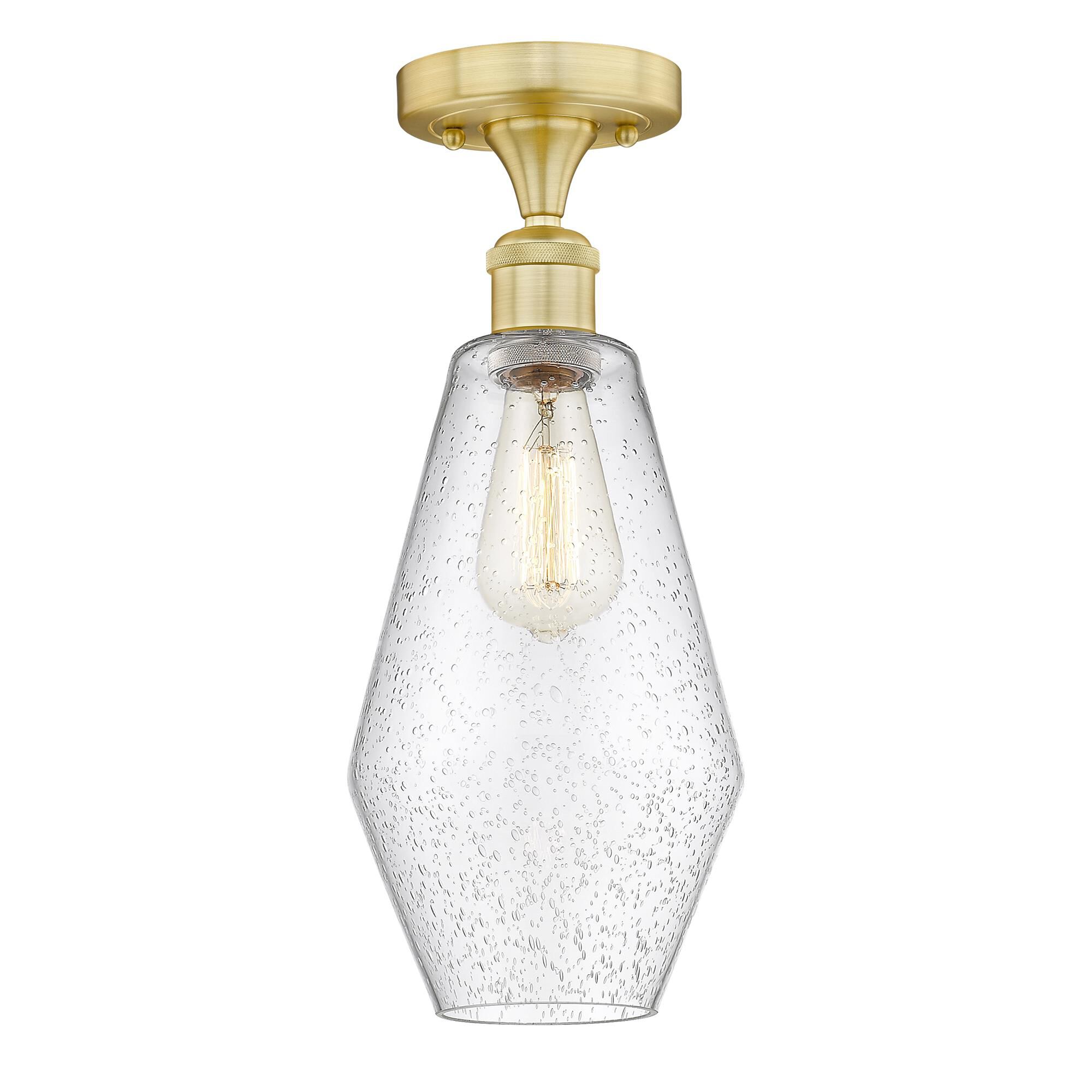 Shown in Satin Gold finish and Seedy glass