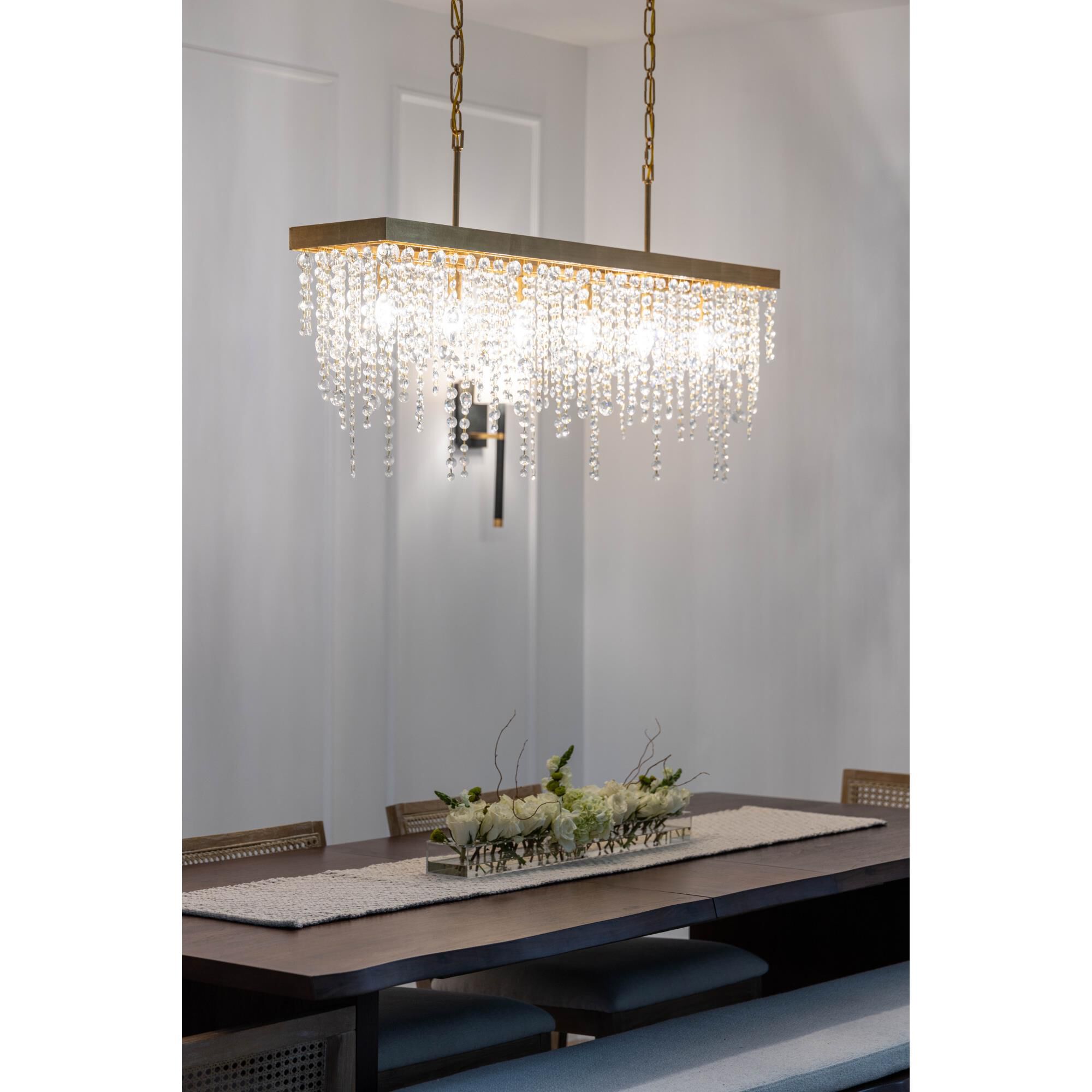 Shown in Antique Gold finish and Hand Cut Crystal crystal