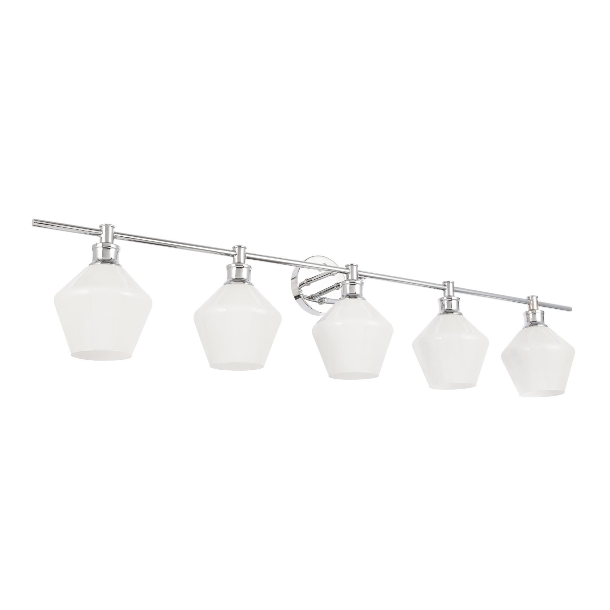 Shown in Chrome finish and Frosted White  glass