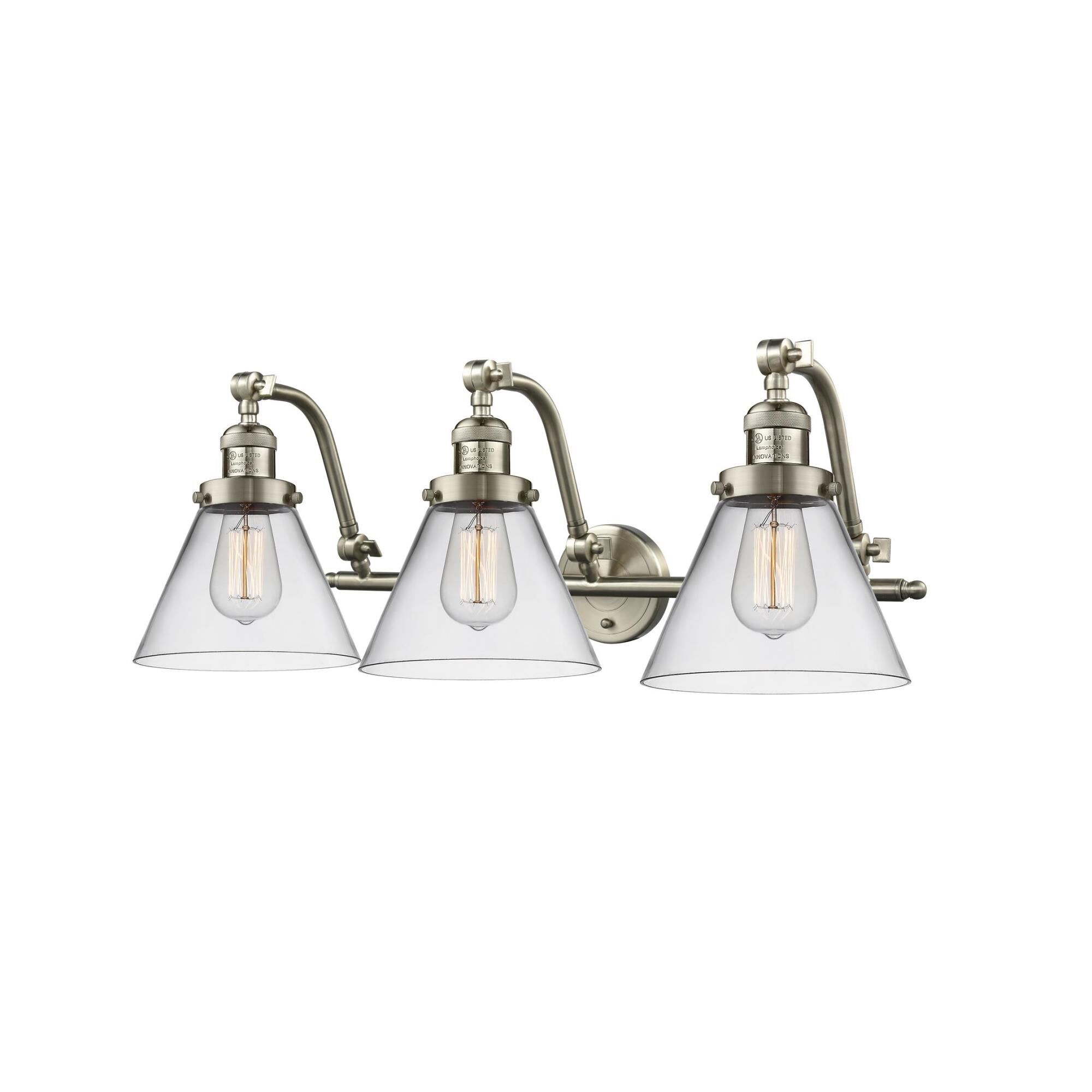 Bruno Marashlian Large Cone 28 Inch 3 Light Bath Vanity Light by Innovations Lighting