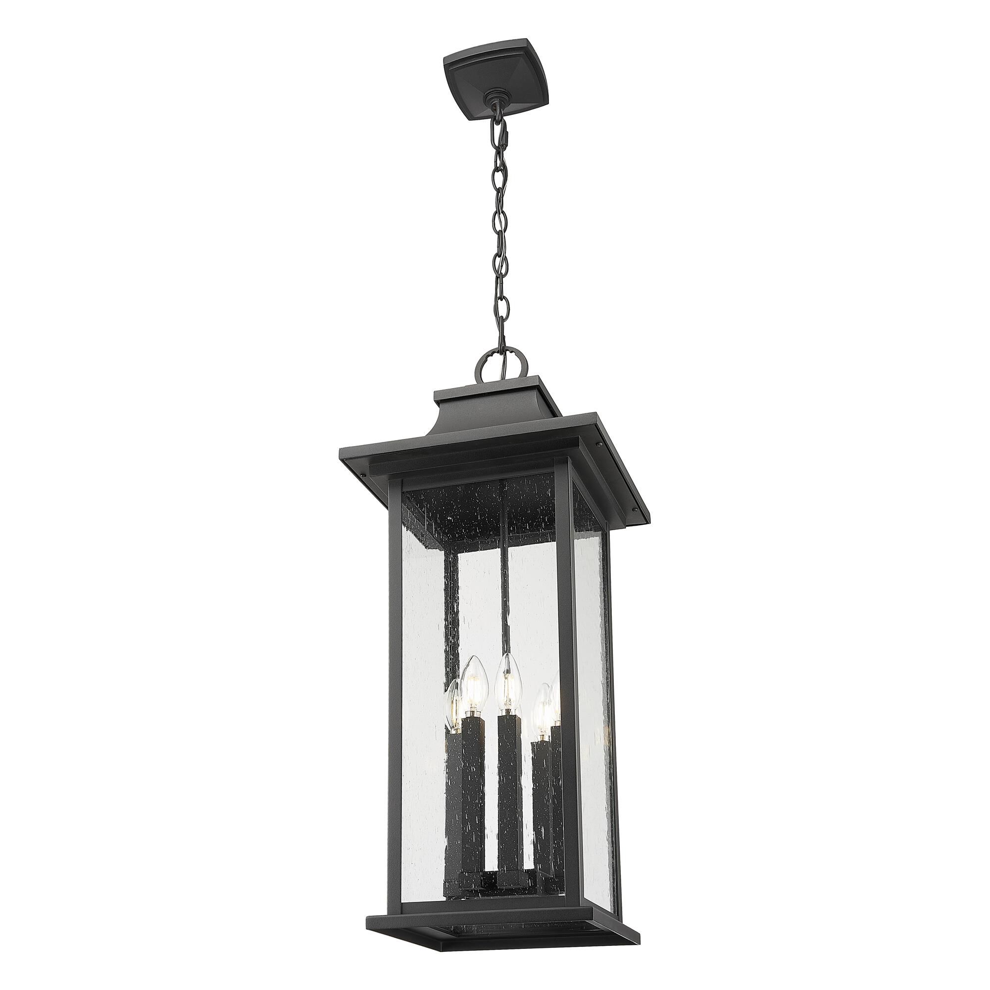 Shown in Black finish and Clear Seedy glass and Clear Seedy shade