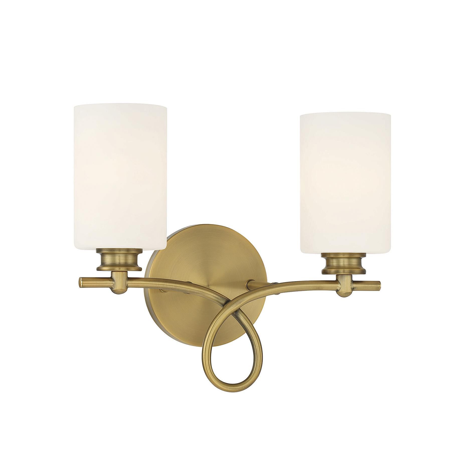 Shown in Warm Brass finish and White glass