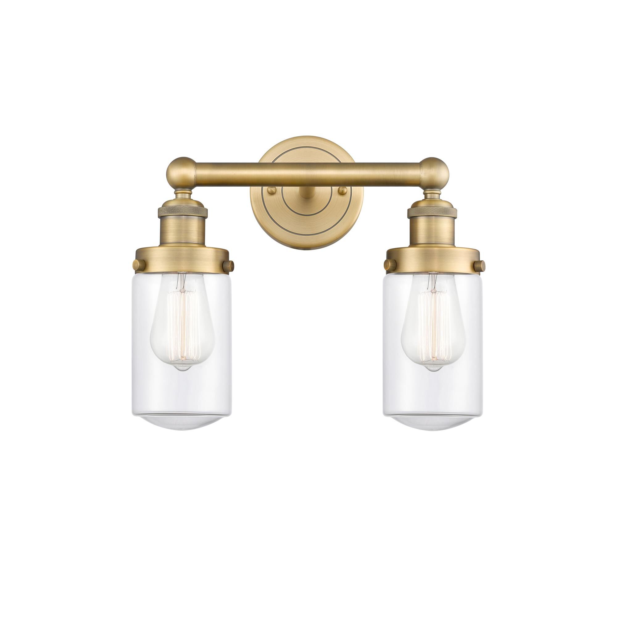 Shown in Brushed Brass finish and Clear glass