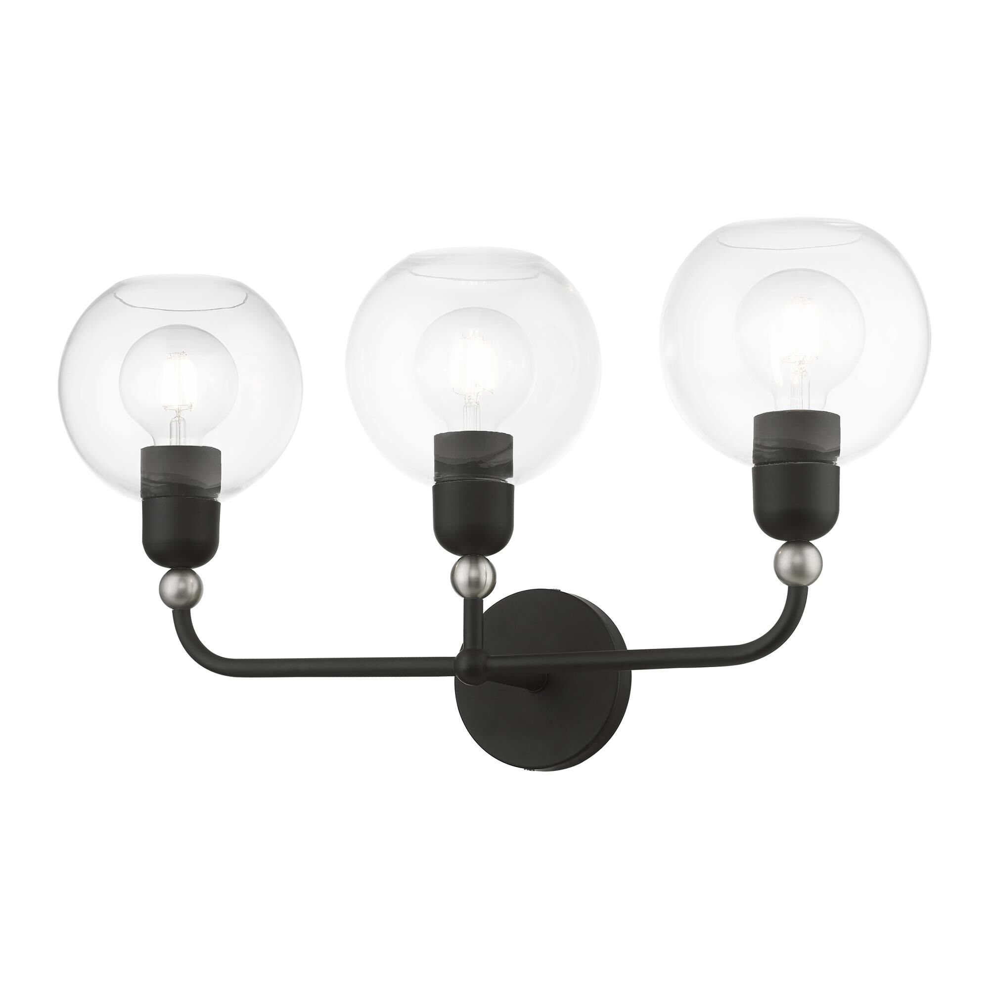 Shown in Black with Brushed Nickel Accents finish and Clear glass