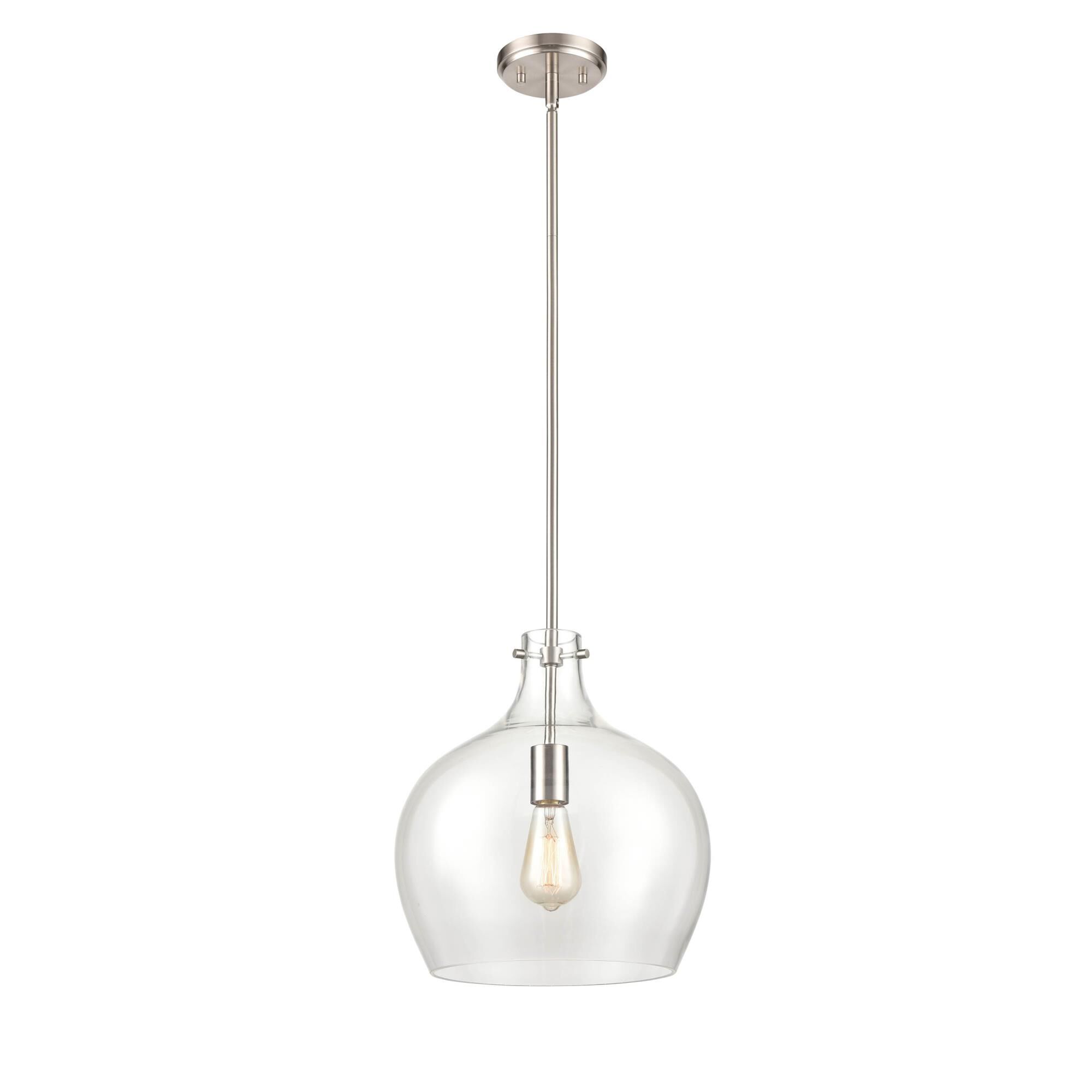 Shown in Brushed Nickel finish and Clear glass