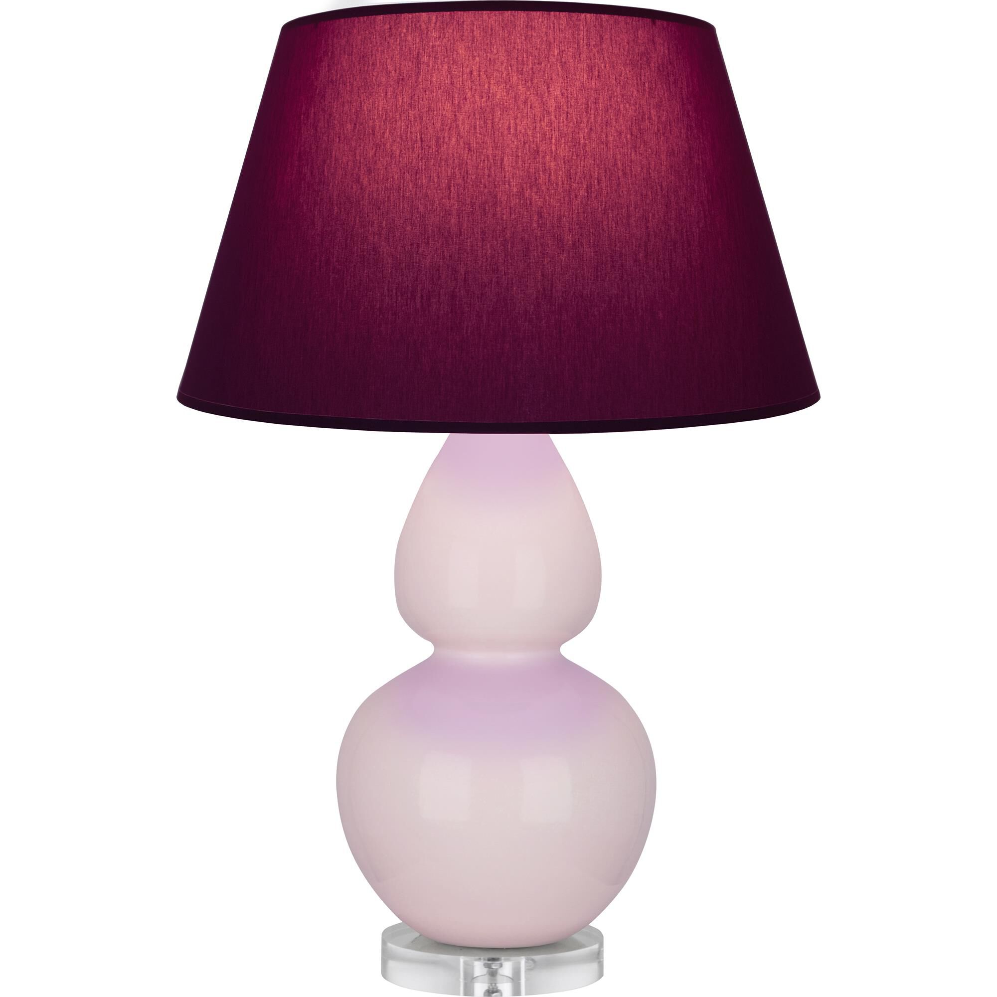 Shown in Rose Water Glazed finish and Plum with Lavender Lining shade and Lucite accent