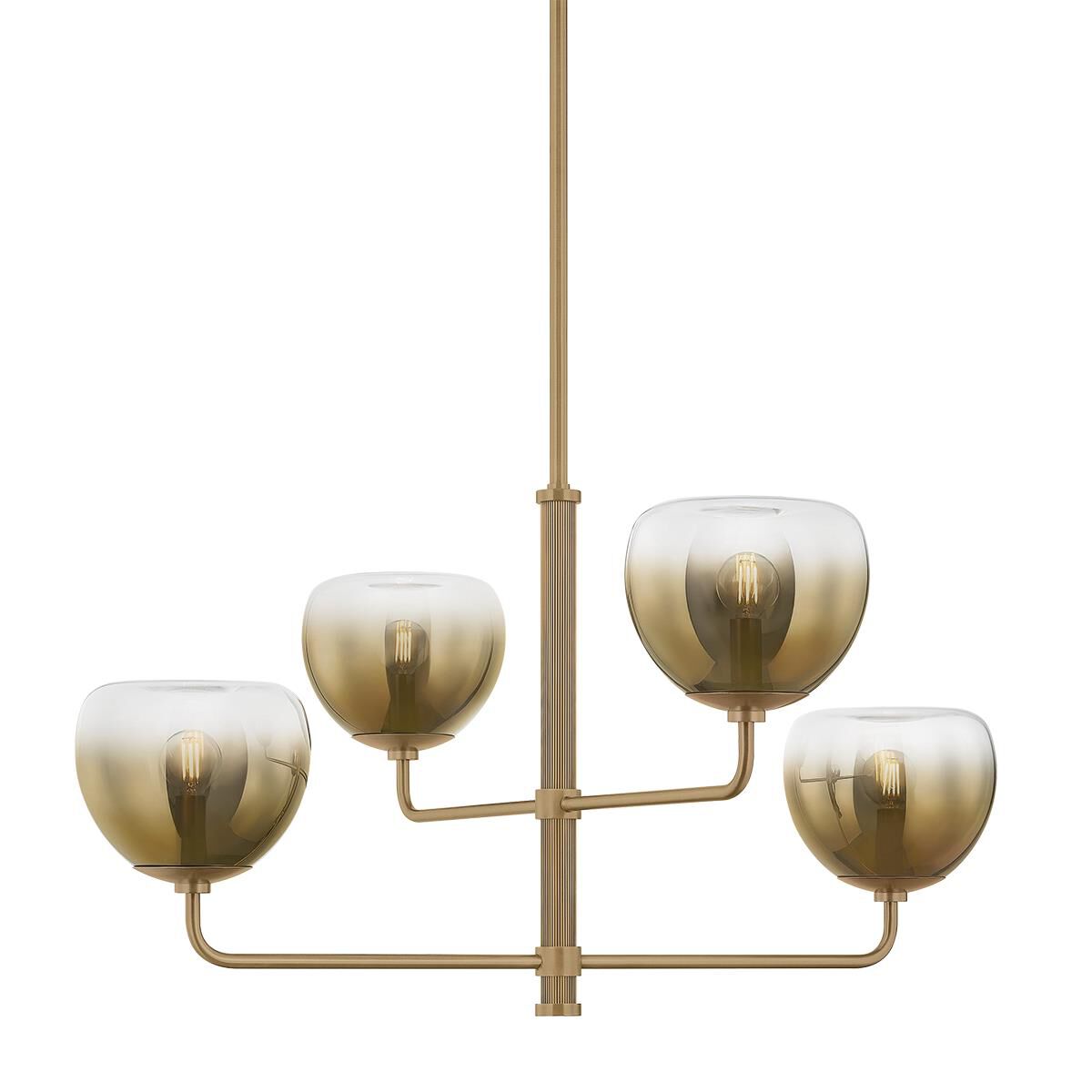 Shown in Patina Brass finish and Ombre glass