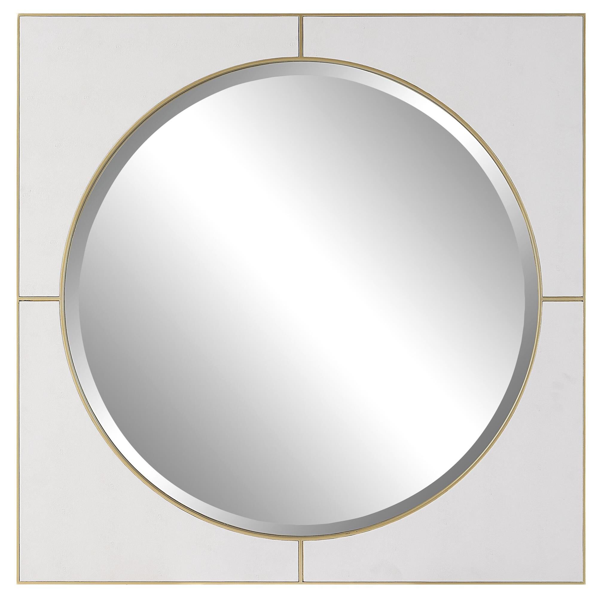 Shown in Classic And Sophisticated, This Mirror Features A White Faux Shagreen Leather Surrounded By Delicate finish