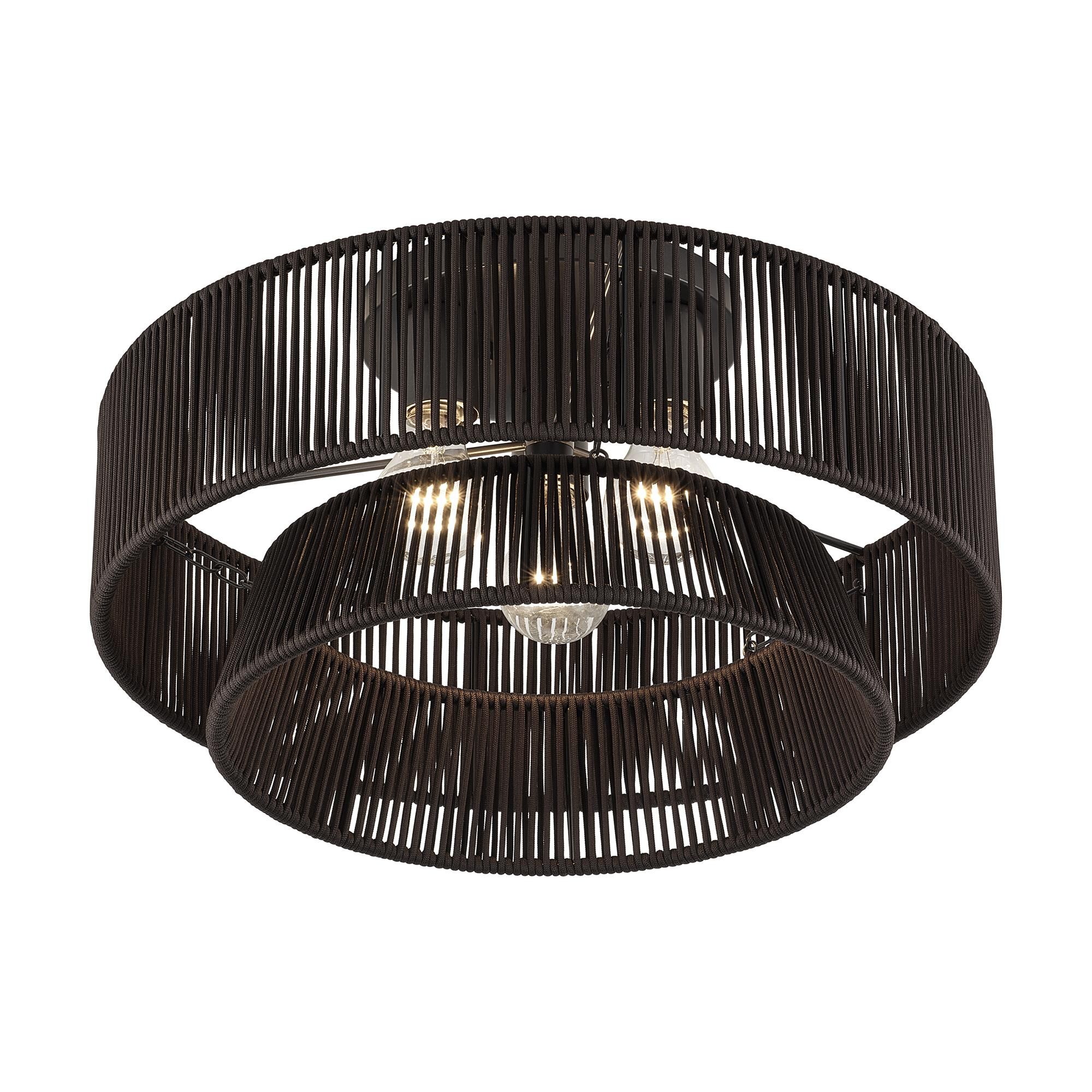 Shown in English Bronze finish and Hand-Woven Dark Chocolate Color Polyester Rope shade
