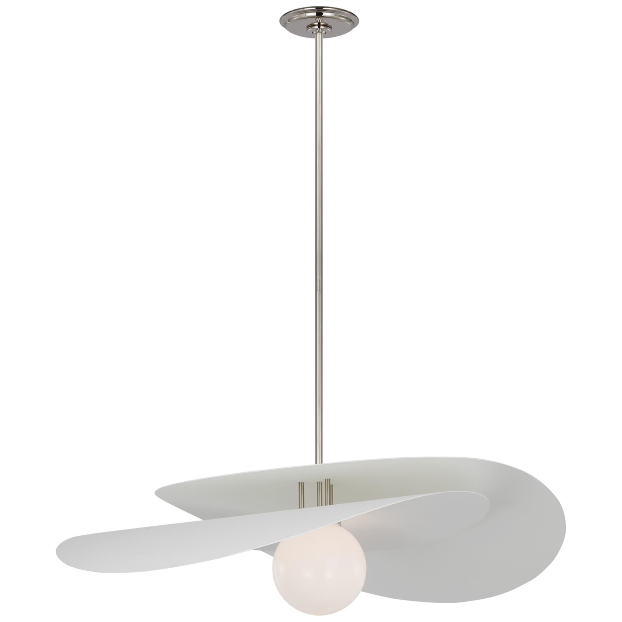 Shown in Polished Nickel and Matte White finish and White glass