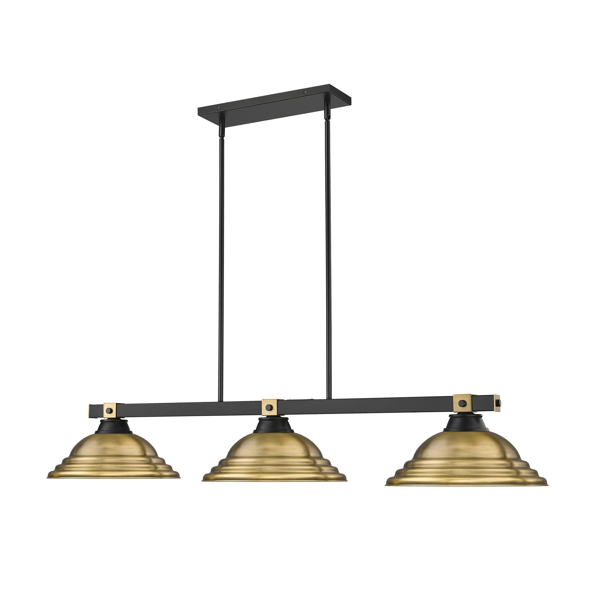 Shown in Matte Black + Rubbed Brass finish and Rubbed Brass glass and Rubbed Brass shade