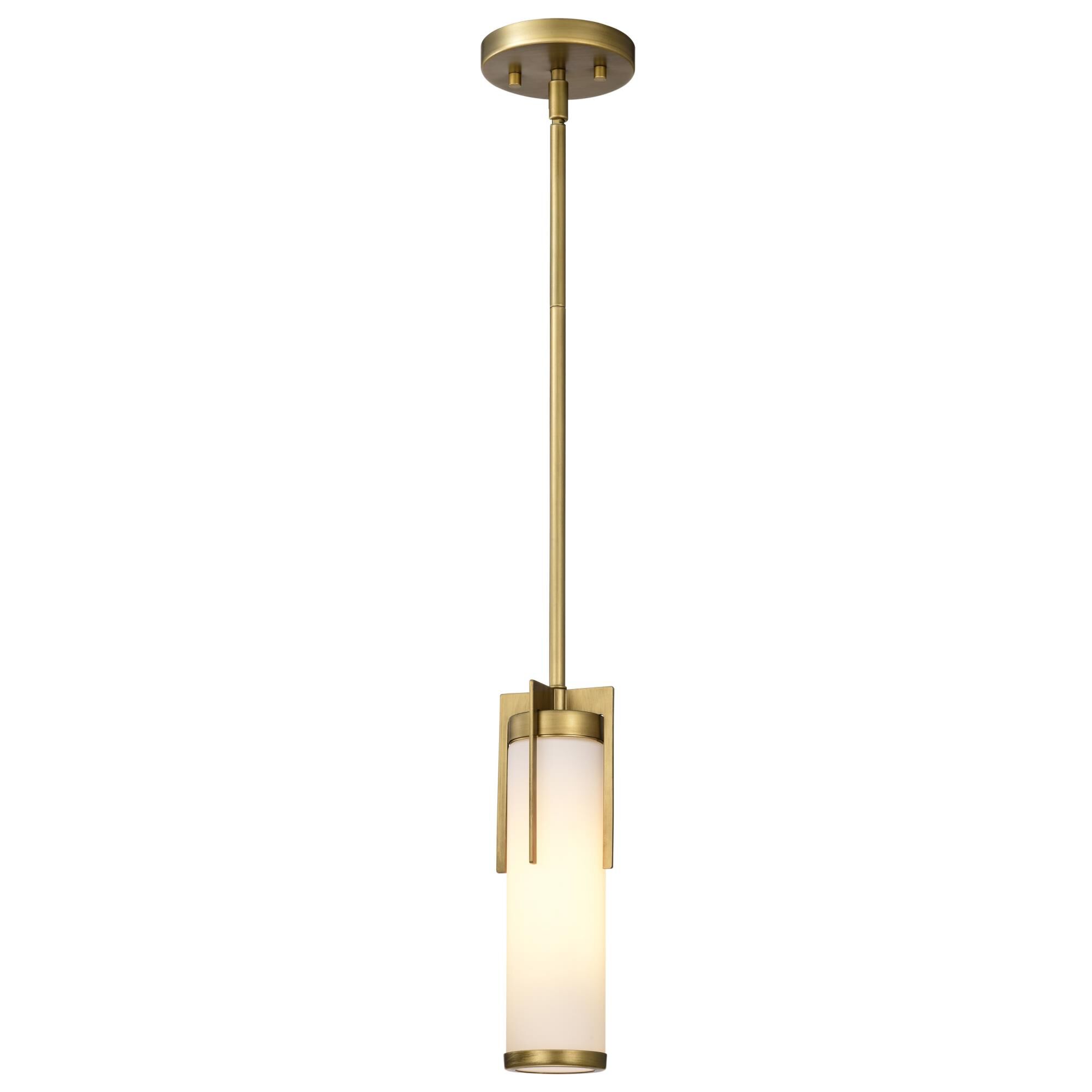 Shown in Natural Brass finish and White glass
