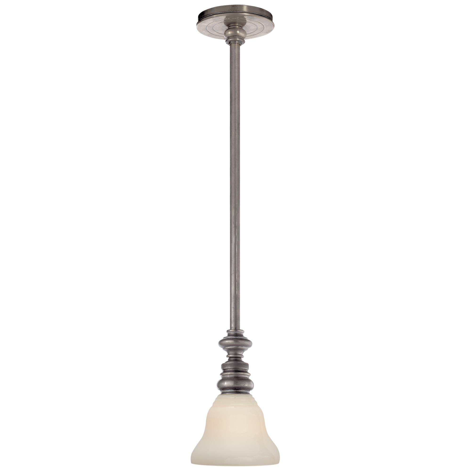 Shown in Antique Nickel finish and White Glass Desk shade