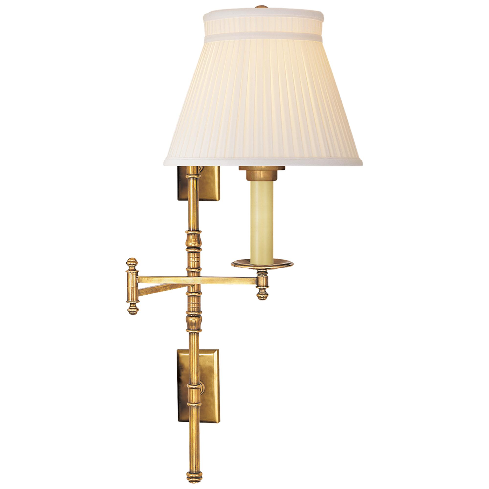 Shown in Antique-Burnished Brass finish and Silk shade
