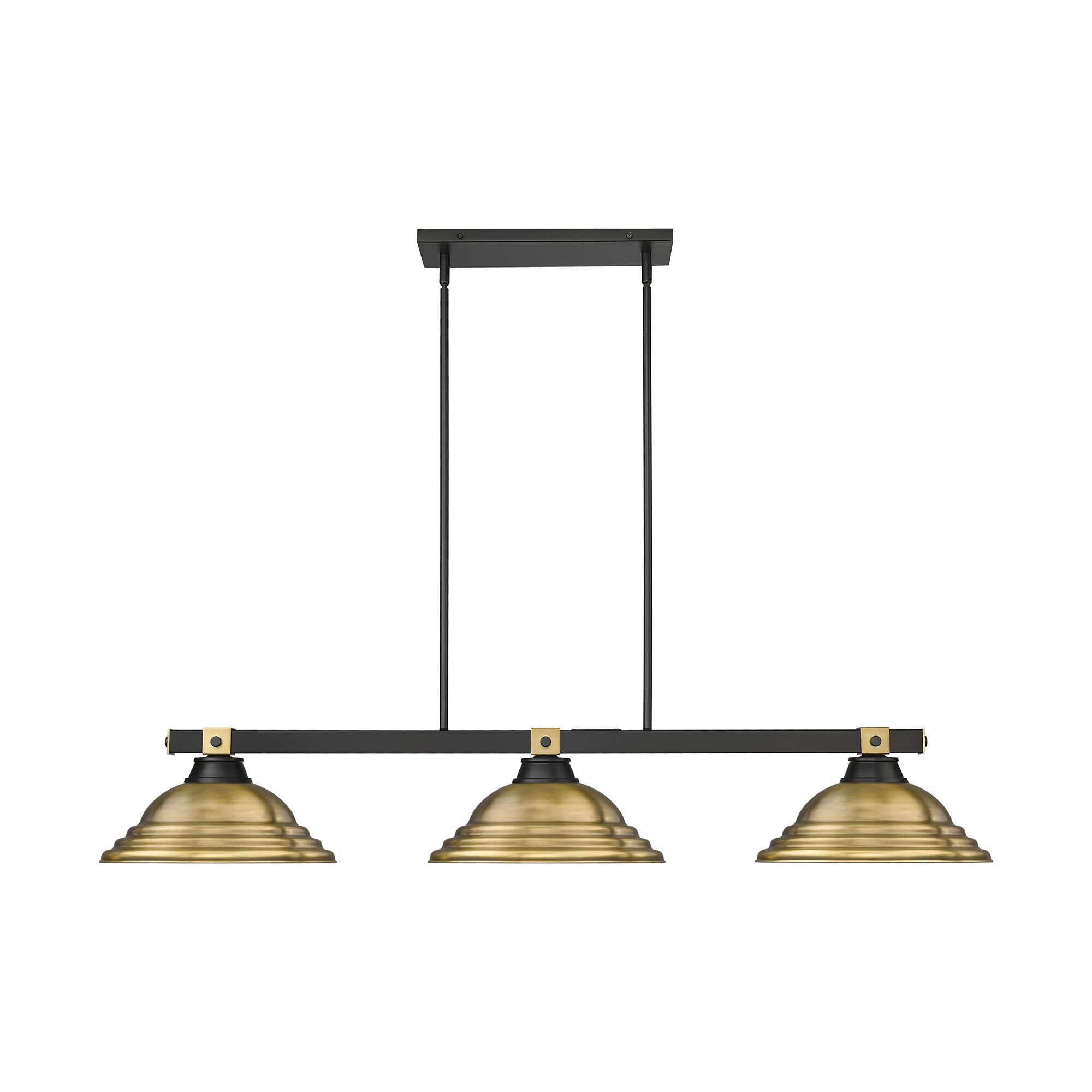Shown in Matte Black + Rubbed Brass finish and Rubbed Brass glass and Rubbed Brass shade