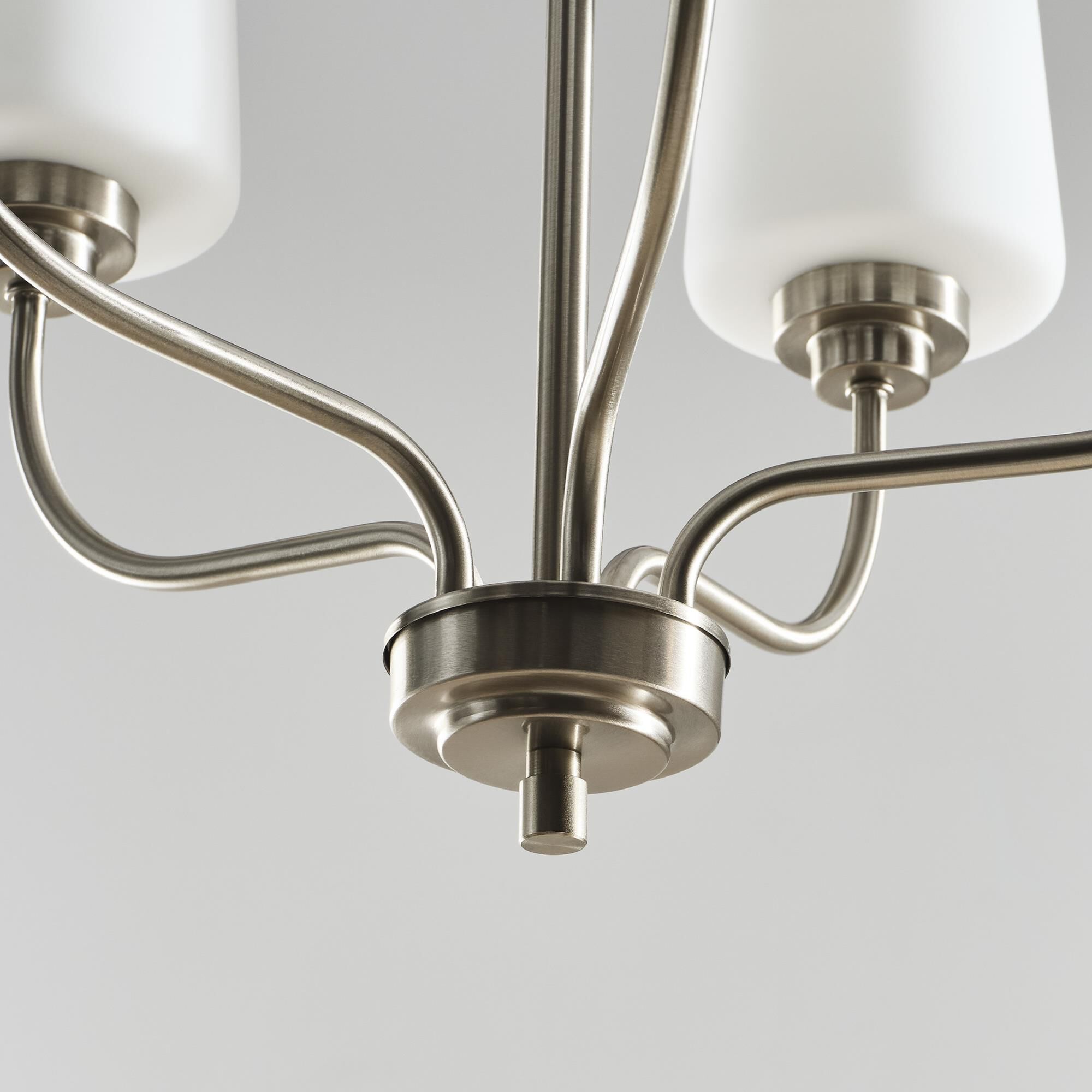 Shown in Brushed Nickel finish and Etched with White Inside glass