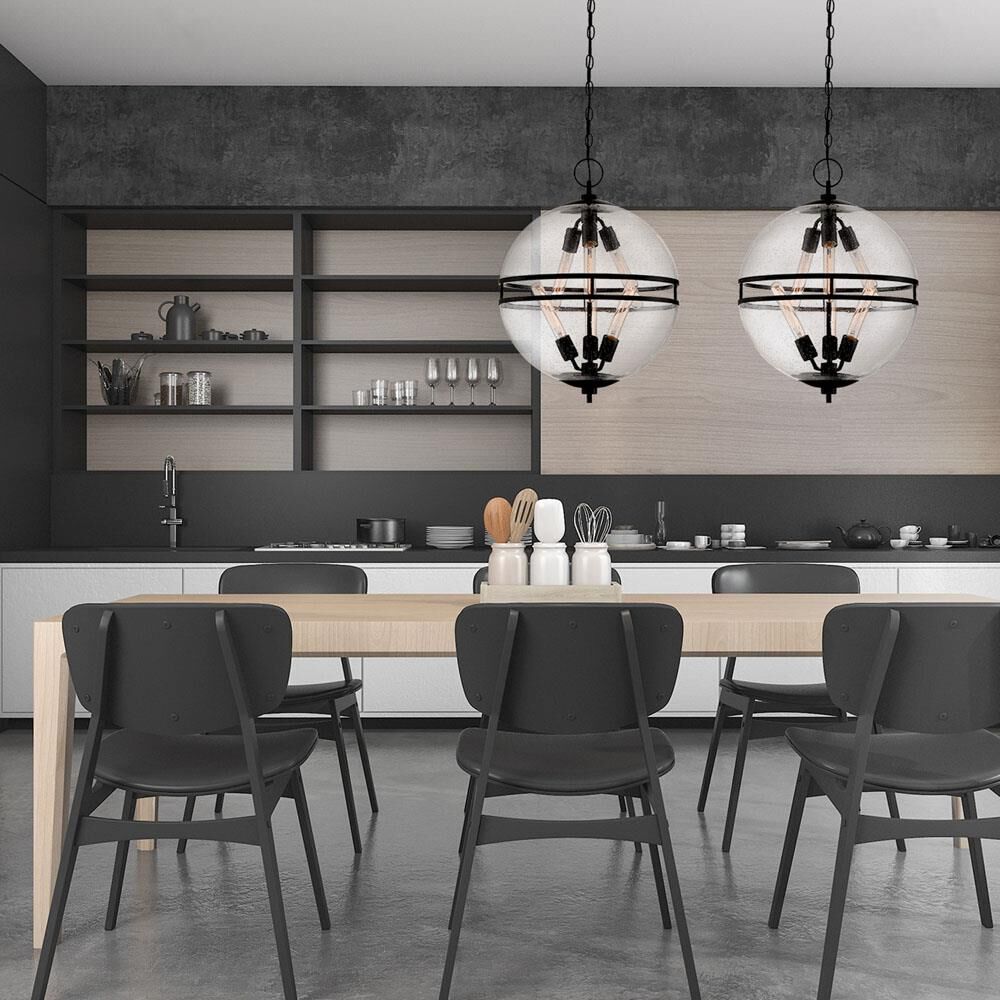 Shown in Matte Black finish and Clear Seedy glass