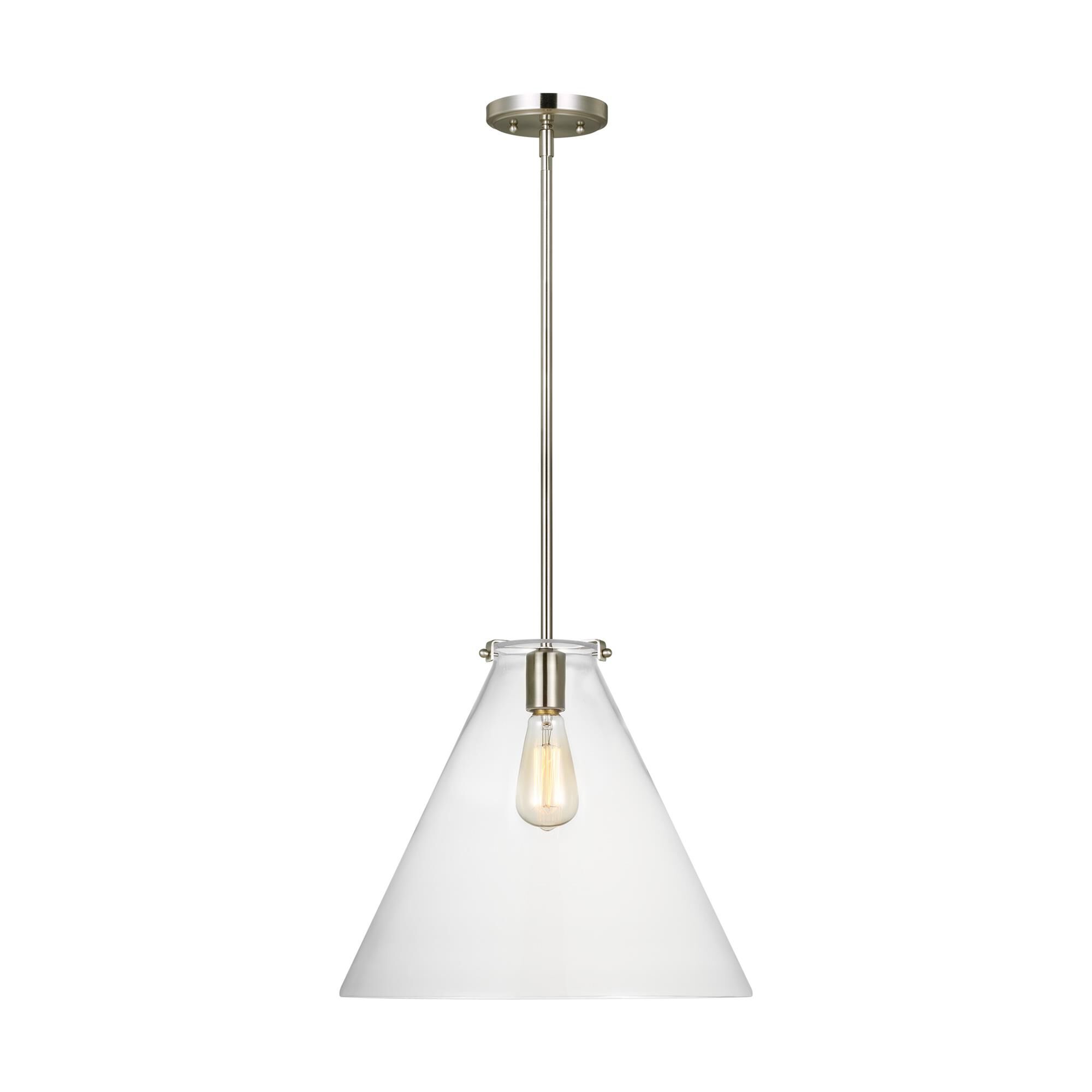 Shown in Brushed Nickel finish and Clear glass and Clear Glass shade