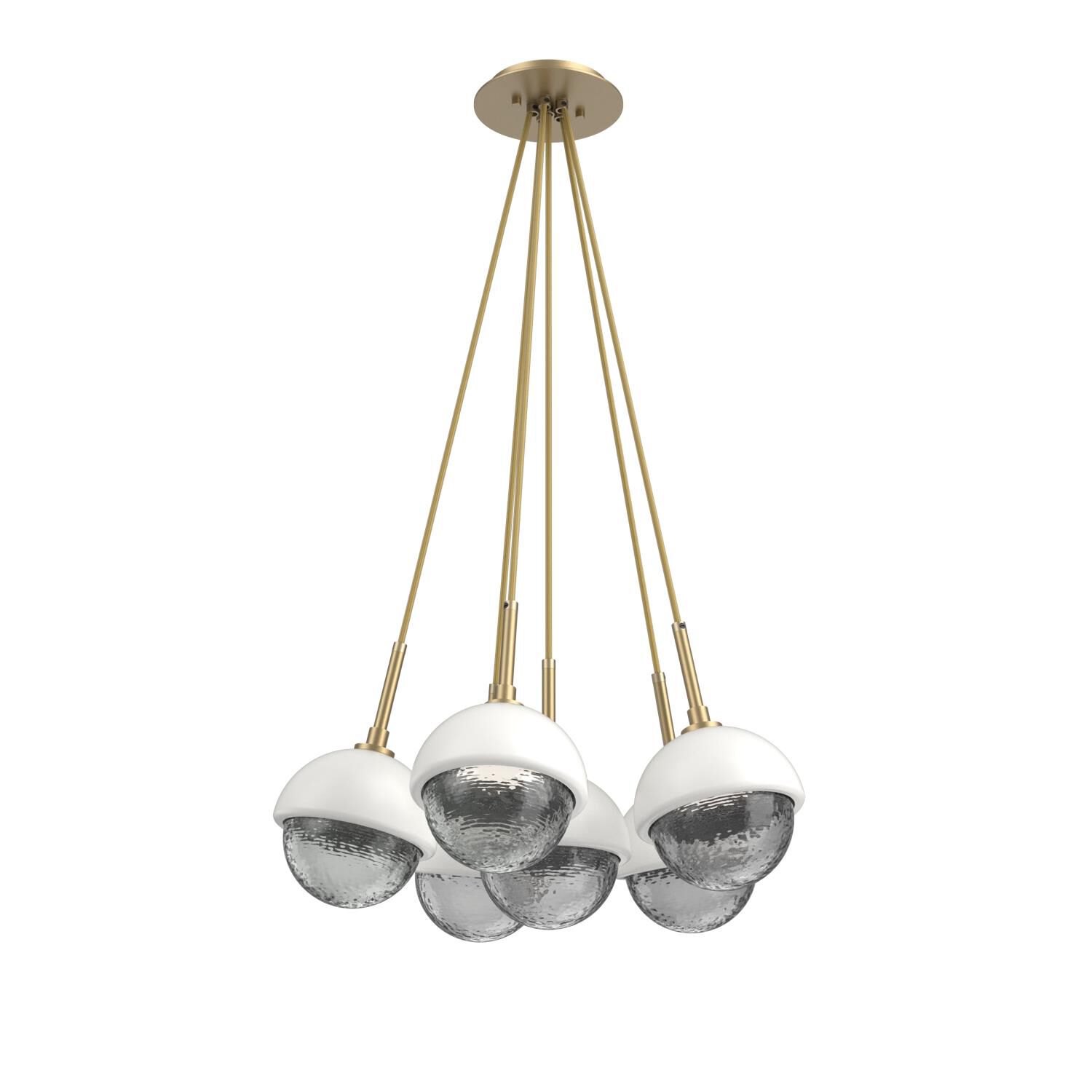 Shown in Gilded Brass finish and Smoke glass and Salt White accent