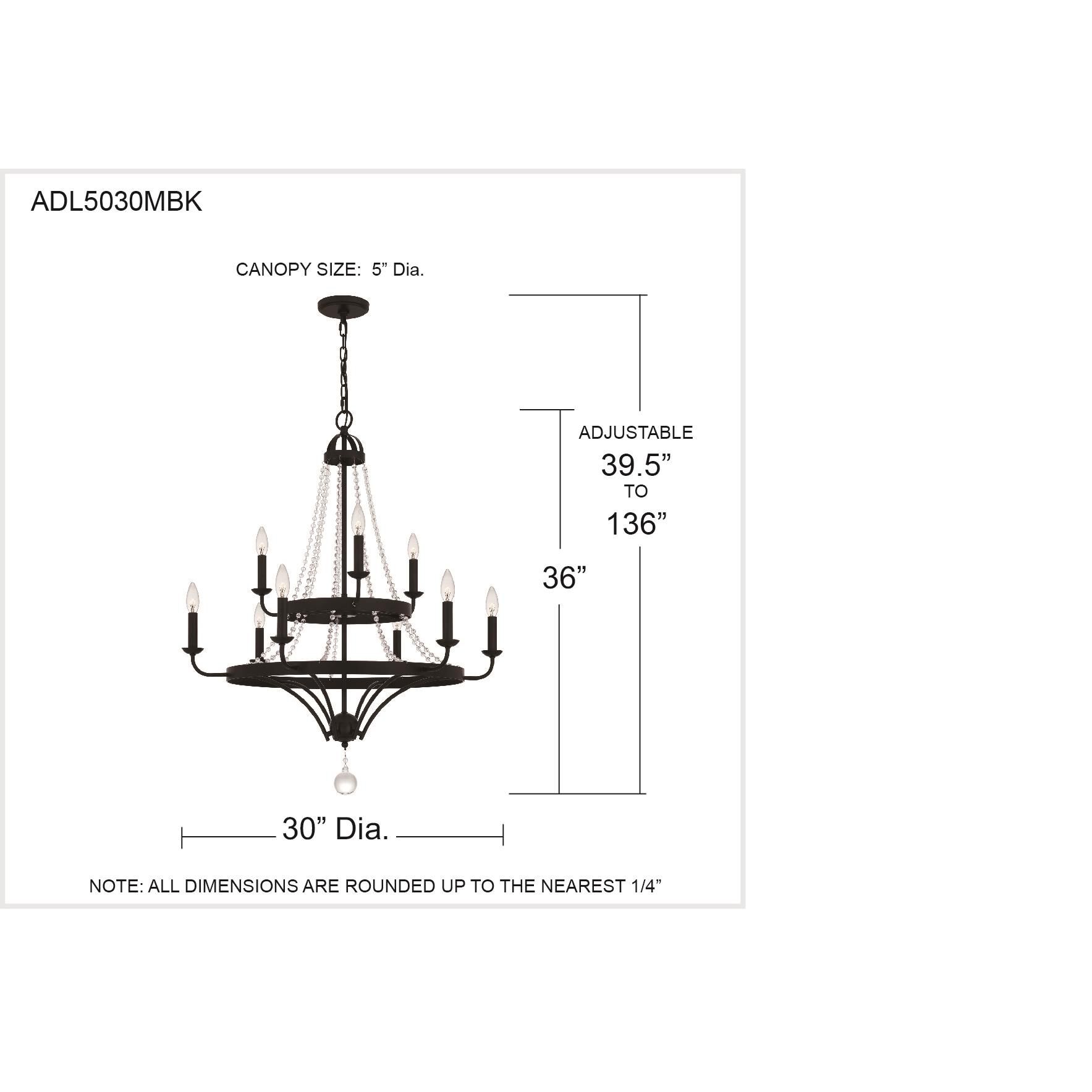 Adelaide 30 Inch 9 Light Chandelier by Quoizel