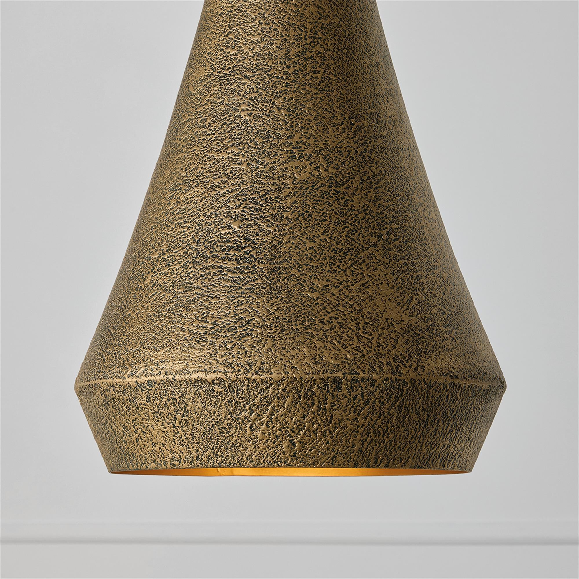 Shown in Artisan Gold finish and Textured Metal shade