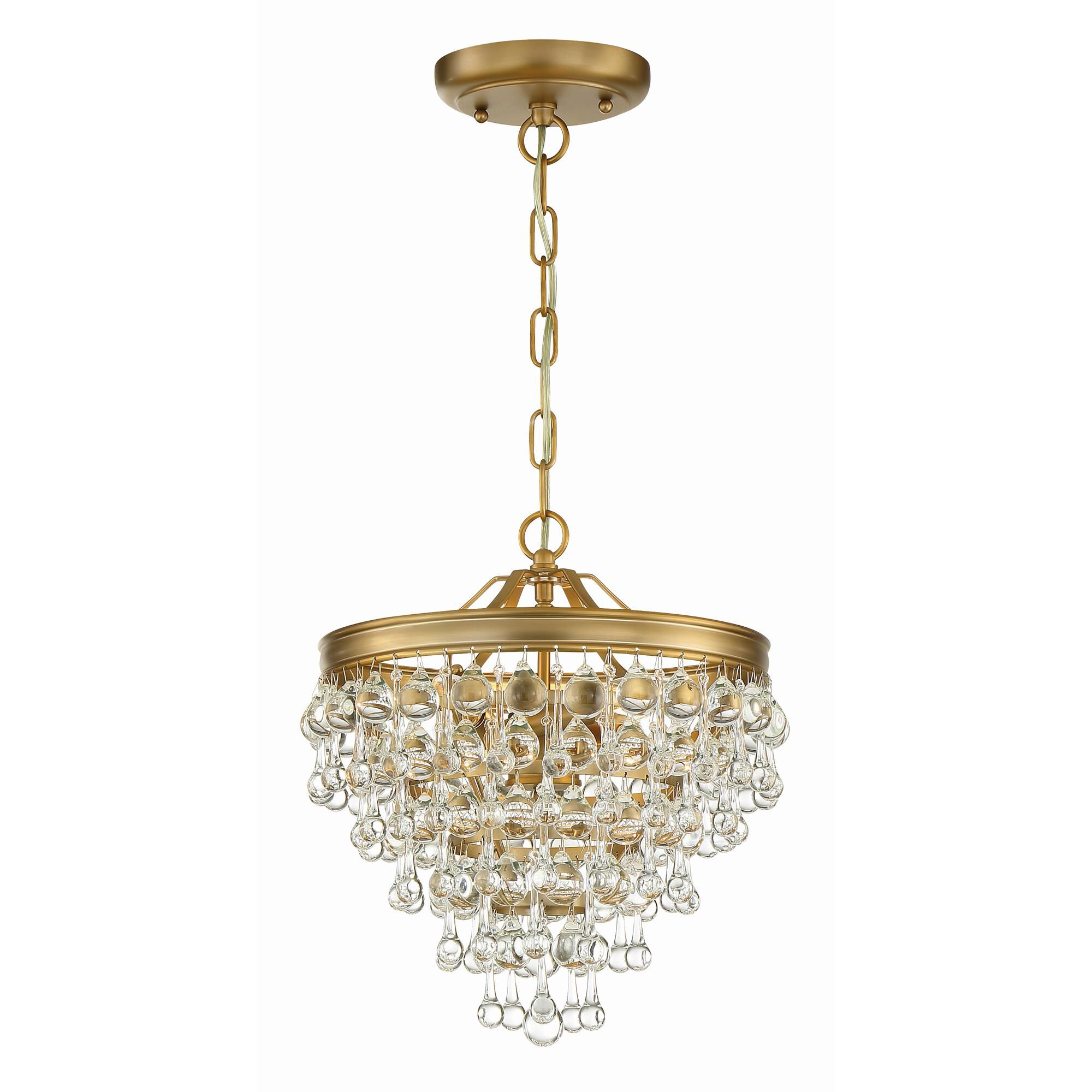 Shown in Vibrant Gold finish and Clear Glass Drops crystal
