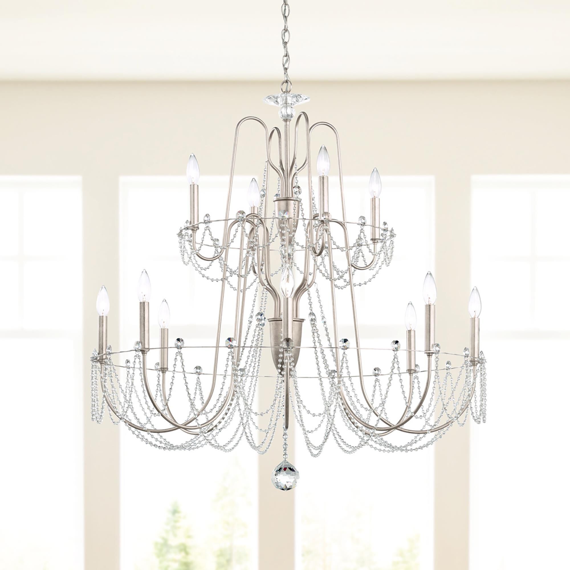 Shown in Antique Silver finish and Clear Optic crystal