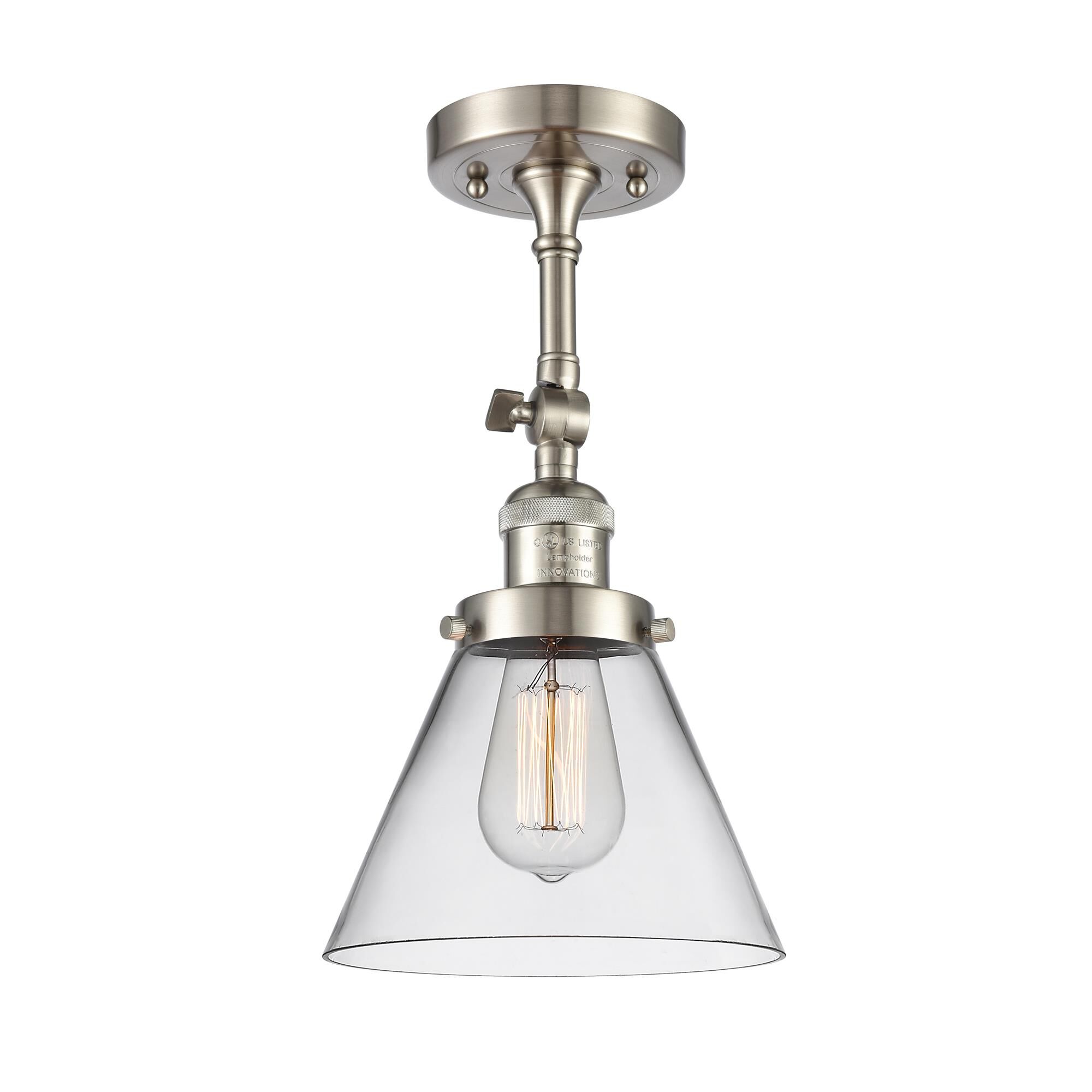 Shown in Brushed Satin Nickel finish and Clear glass