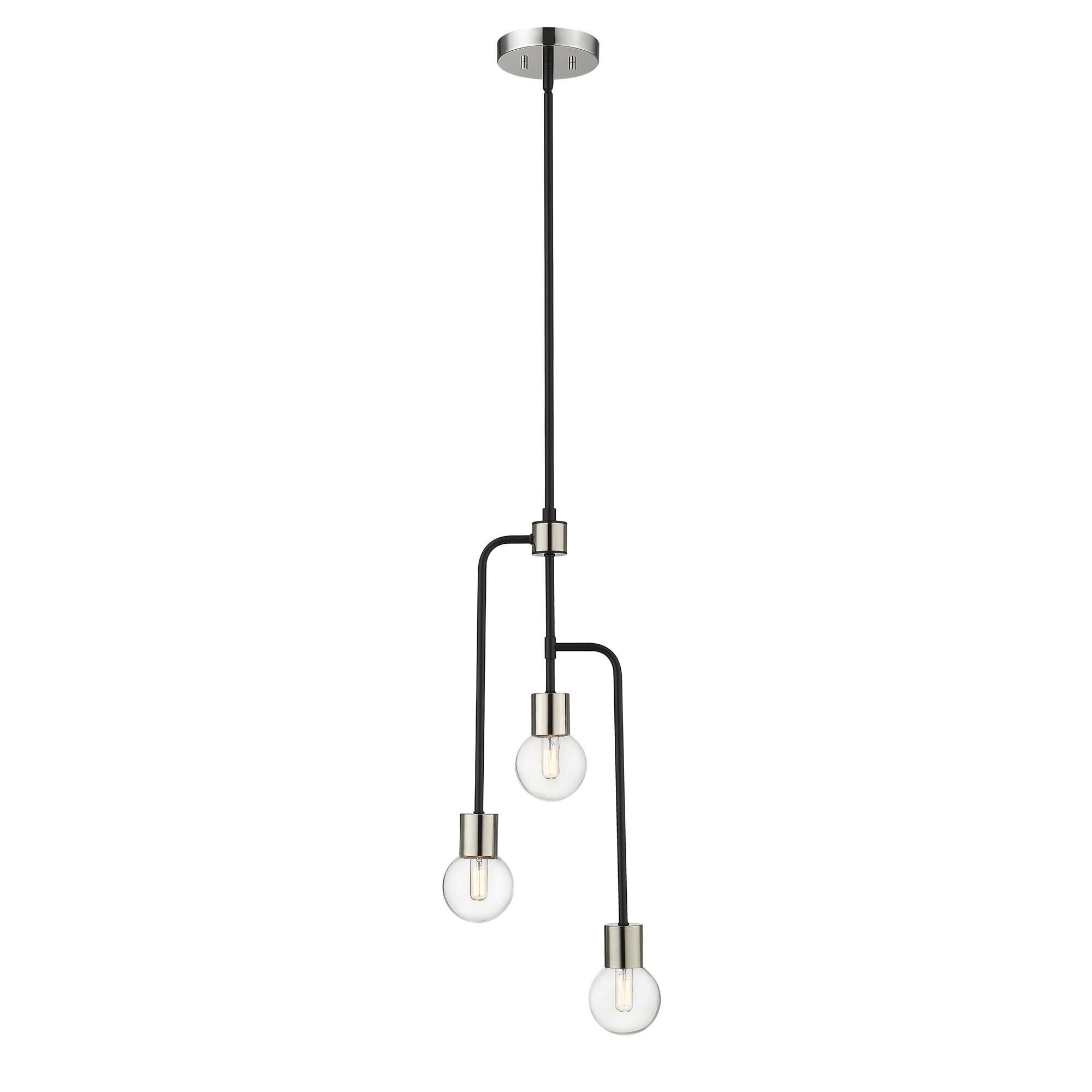 Shown in Matte Black + Polished Nickel finish and Glass shade