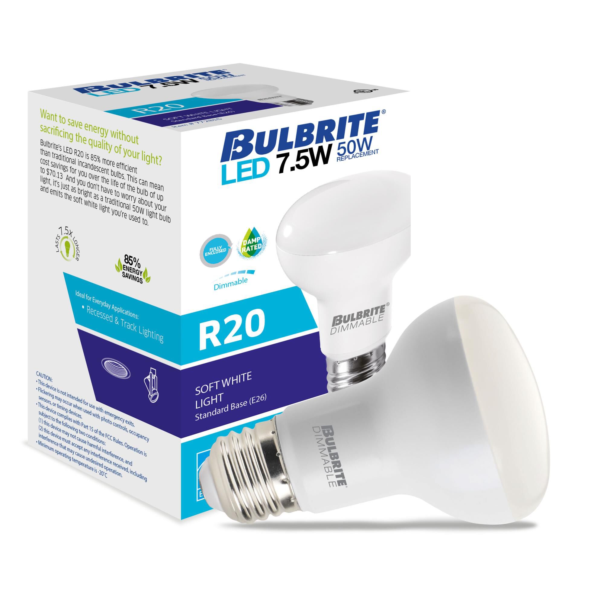 7.5 Watt 3000K R20 LED Light Bulb by Bulbrite