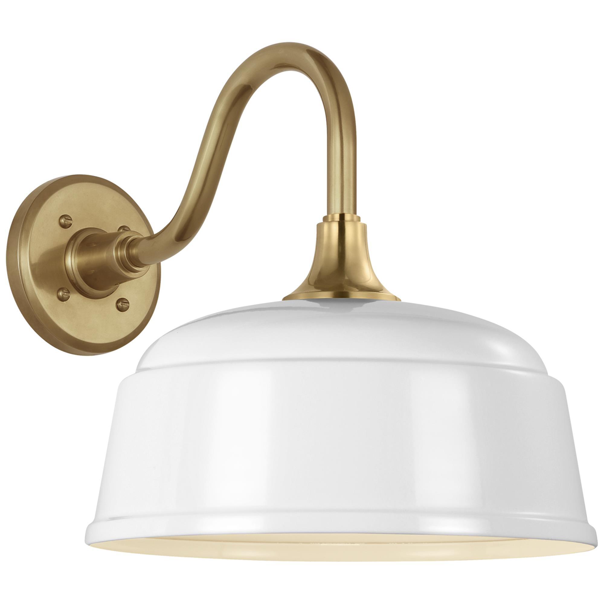 Shown in Hand-Rubbed Antique Brass finish and White Rockhouse shade