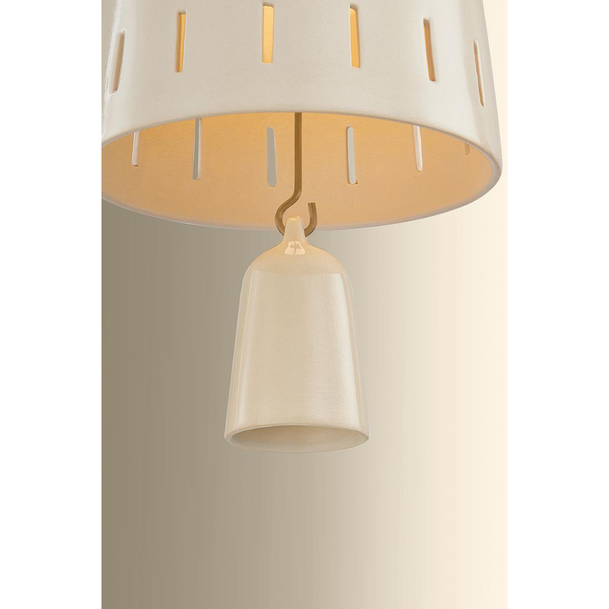 Shown in Patina Brass and Ceramic Ivory Crackle finish and Ivory Crackle Ceramic shade