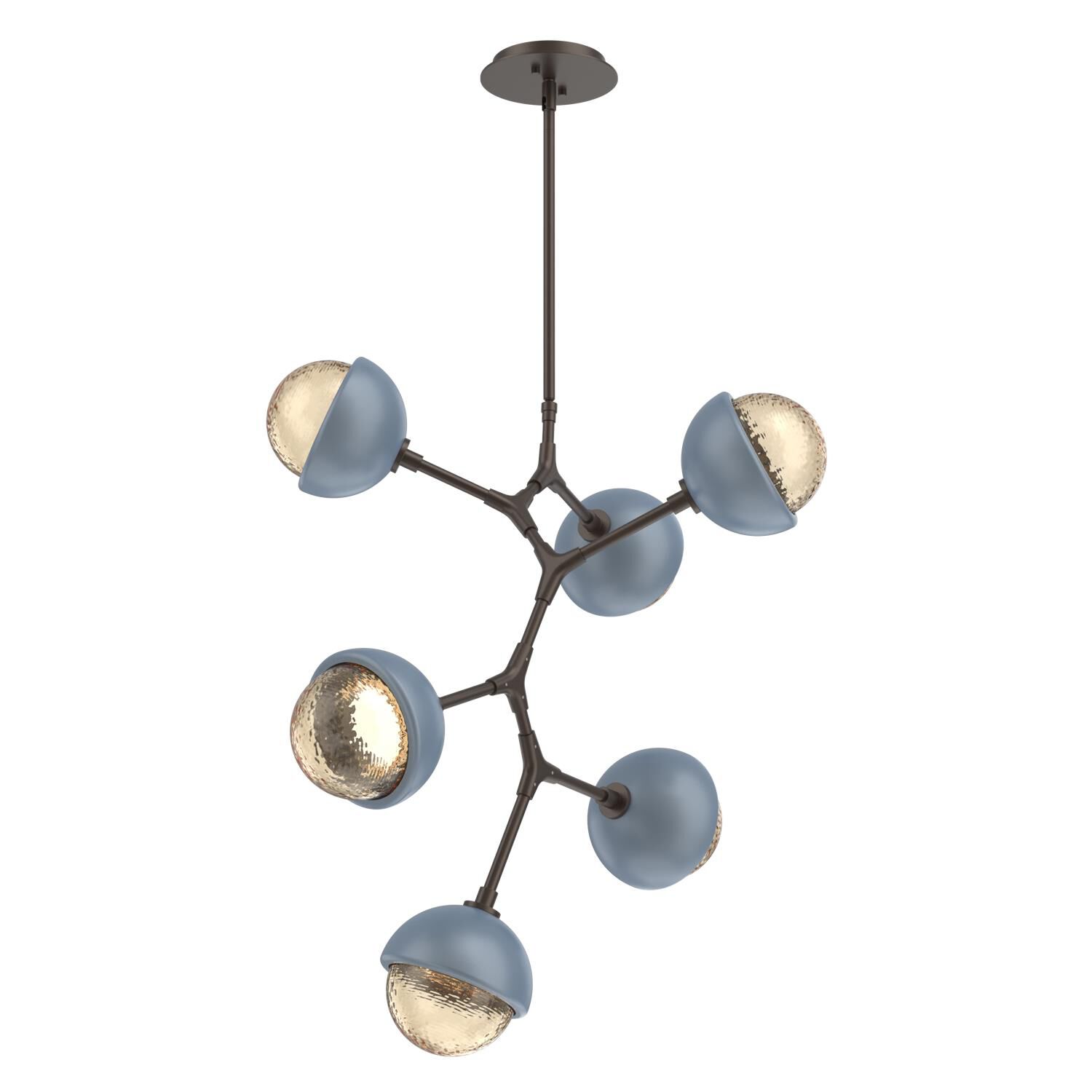 Shown in Flat Bronze finish and Amber glass and Poppy Blue accent