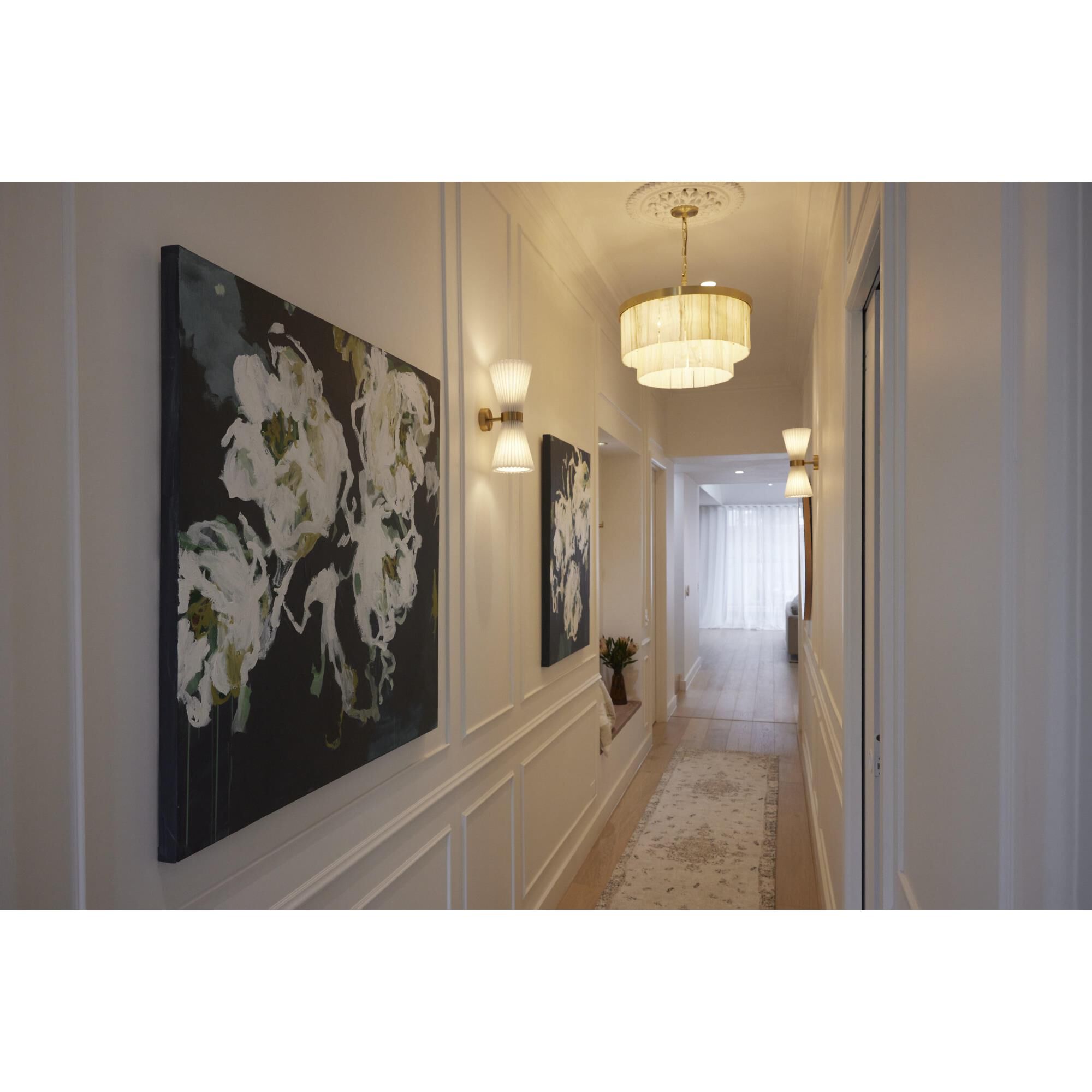 Shown in Brass finish and Jade Stone shade