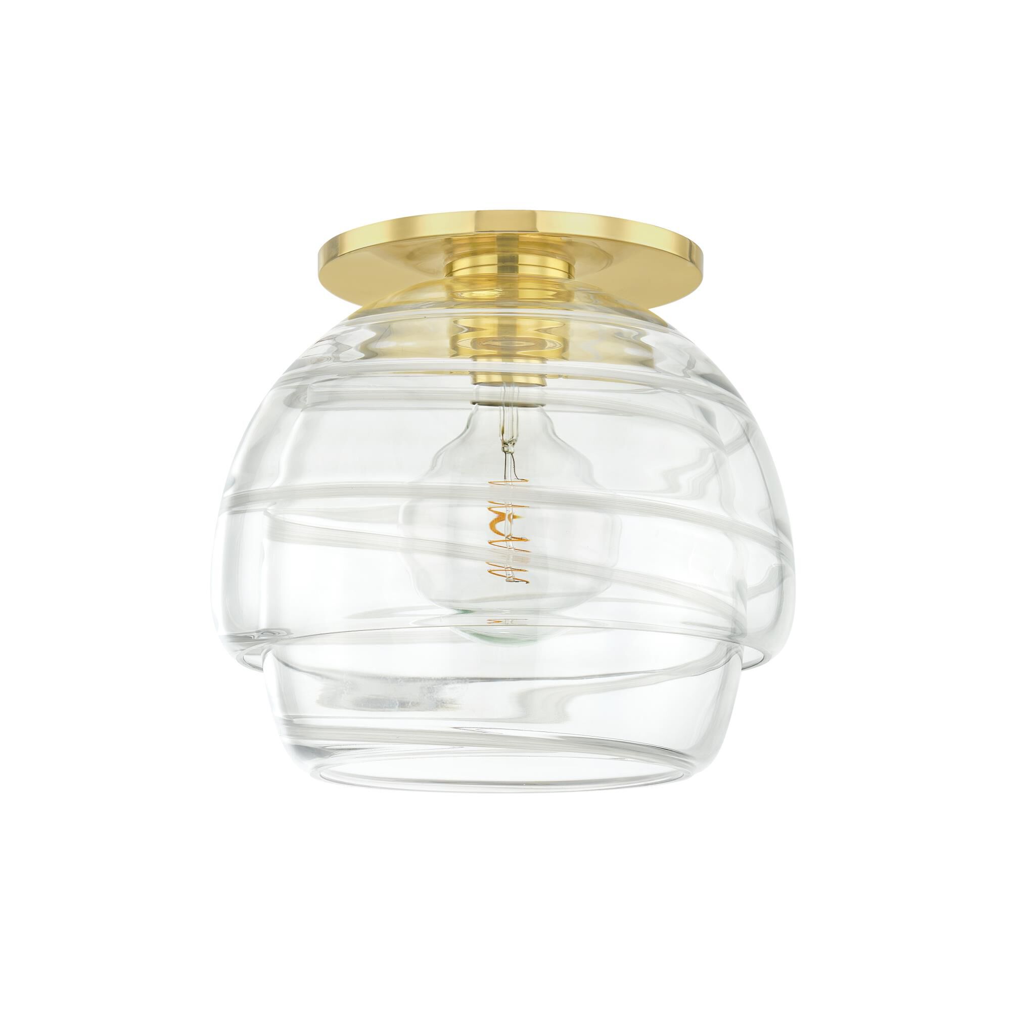 Shown in Aged Brass finish and Clear glass