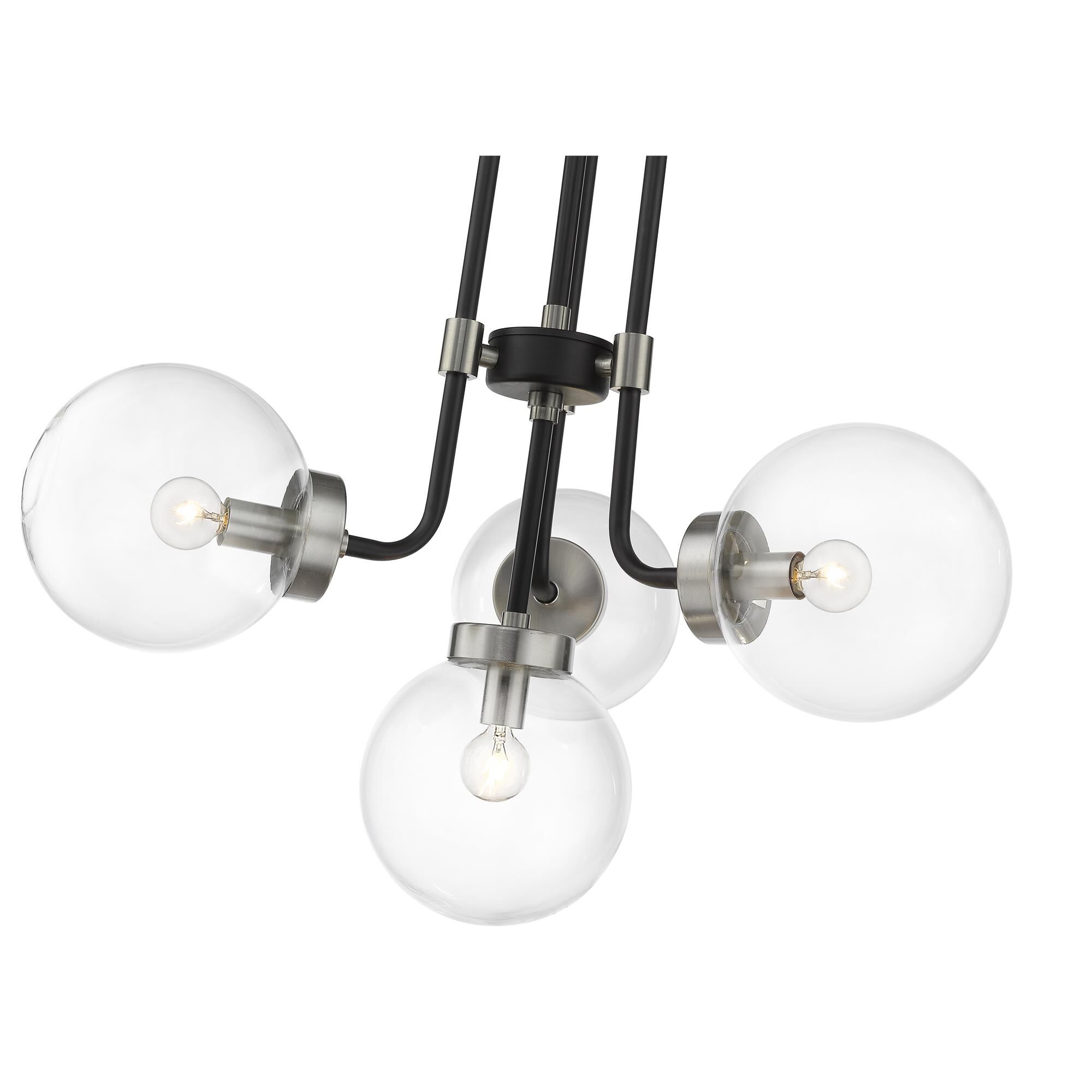 Shown in Matte Black + Brushed Nickel finish and Glass shade
