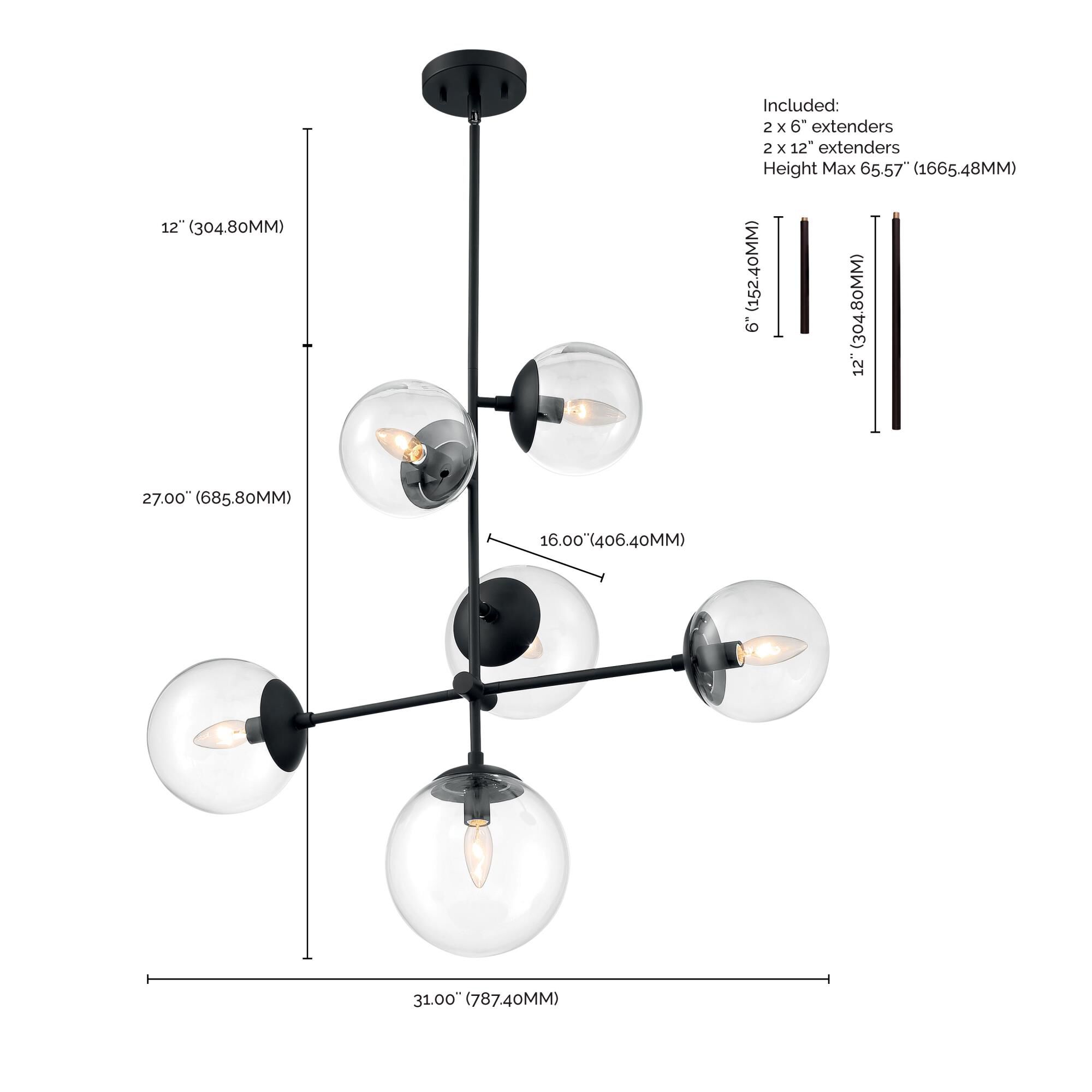 Sky 31 Inch 6 Light Mini Chandelier by Nuvo Lighting