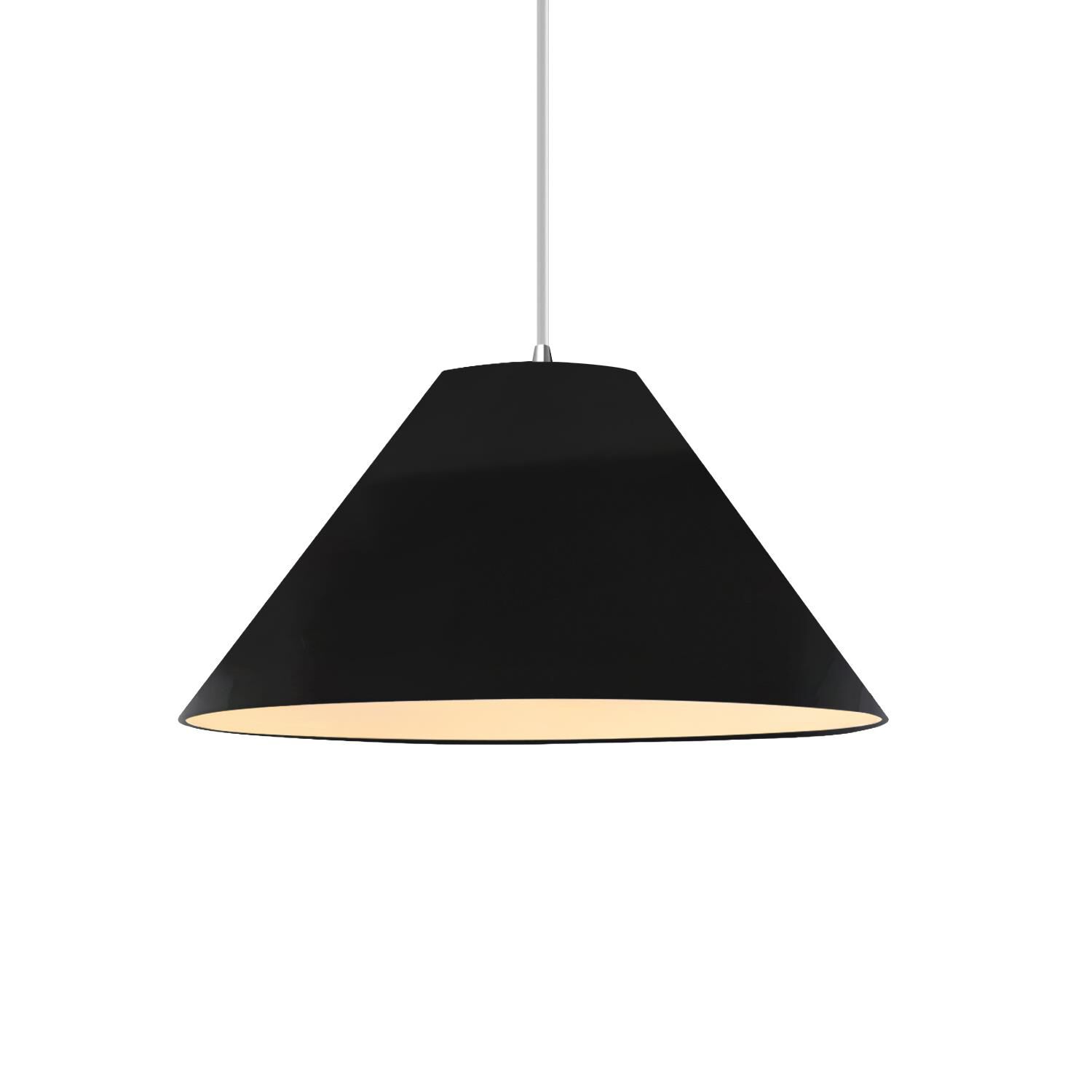 Shown in Polished Chrome finish and Gloss Black with Matte White Internal shade