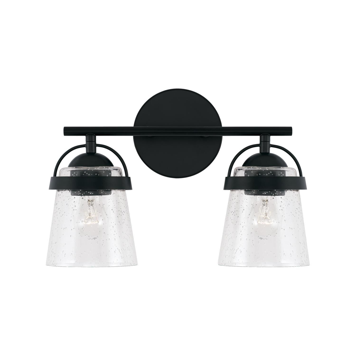 Shown in Matte Black finish and Clear Seeded glass