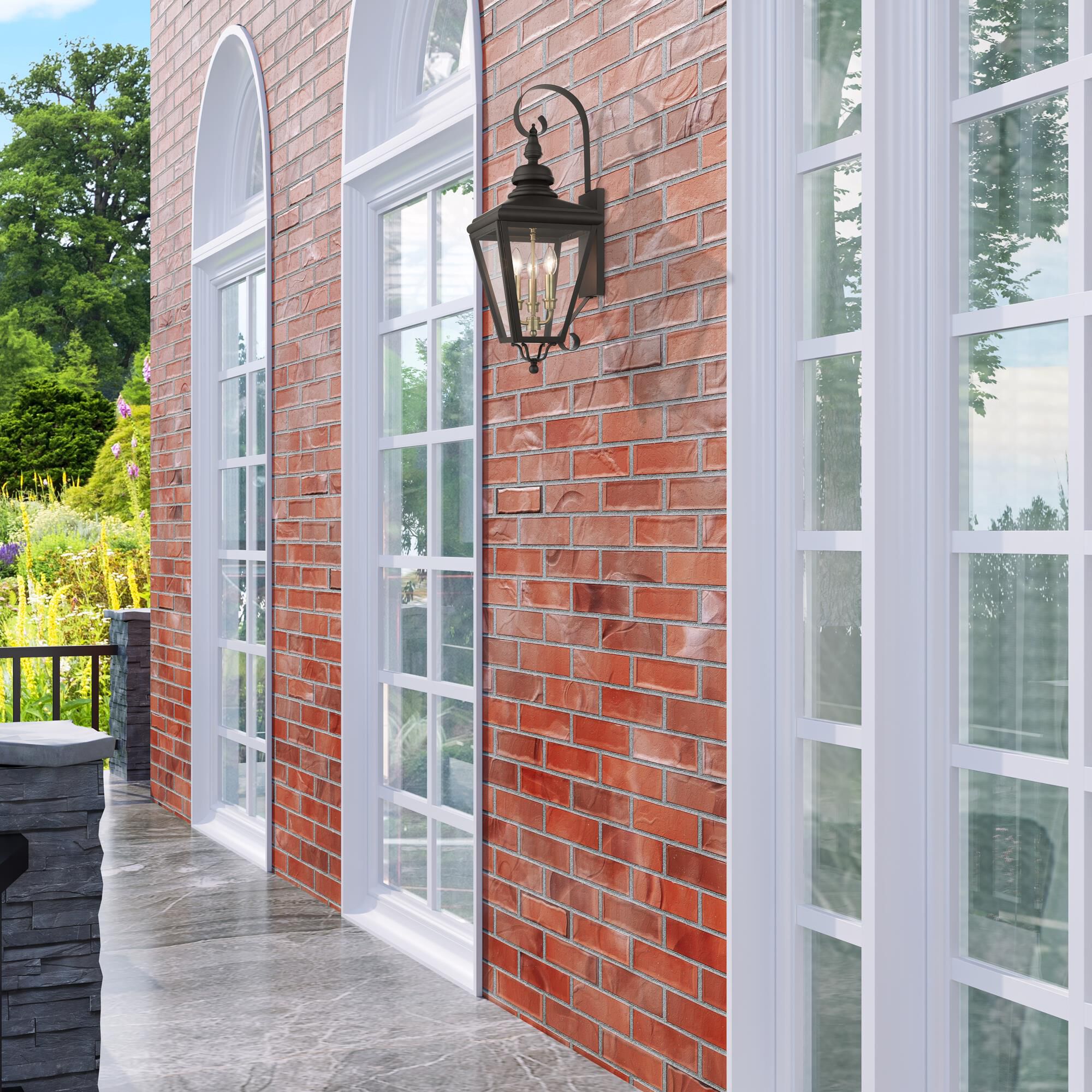 Shown in Bronze With Antique Brass Cluster finish and Clear glass