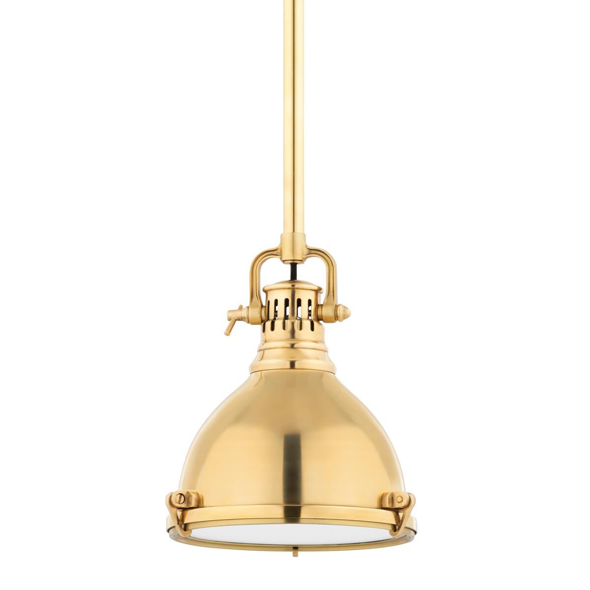 Shown in Aged Brass finish and Aged Brass shade