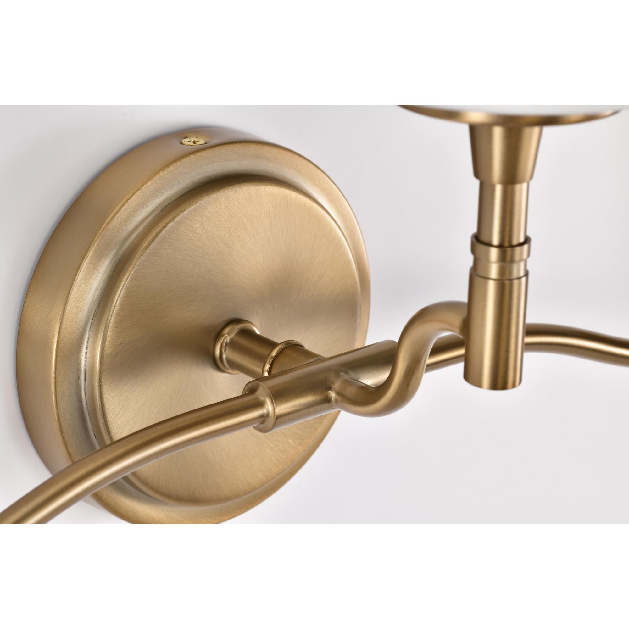 Shown in Burnished Brass finish and White Opal glass