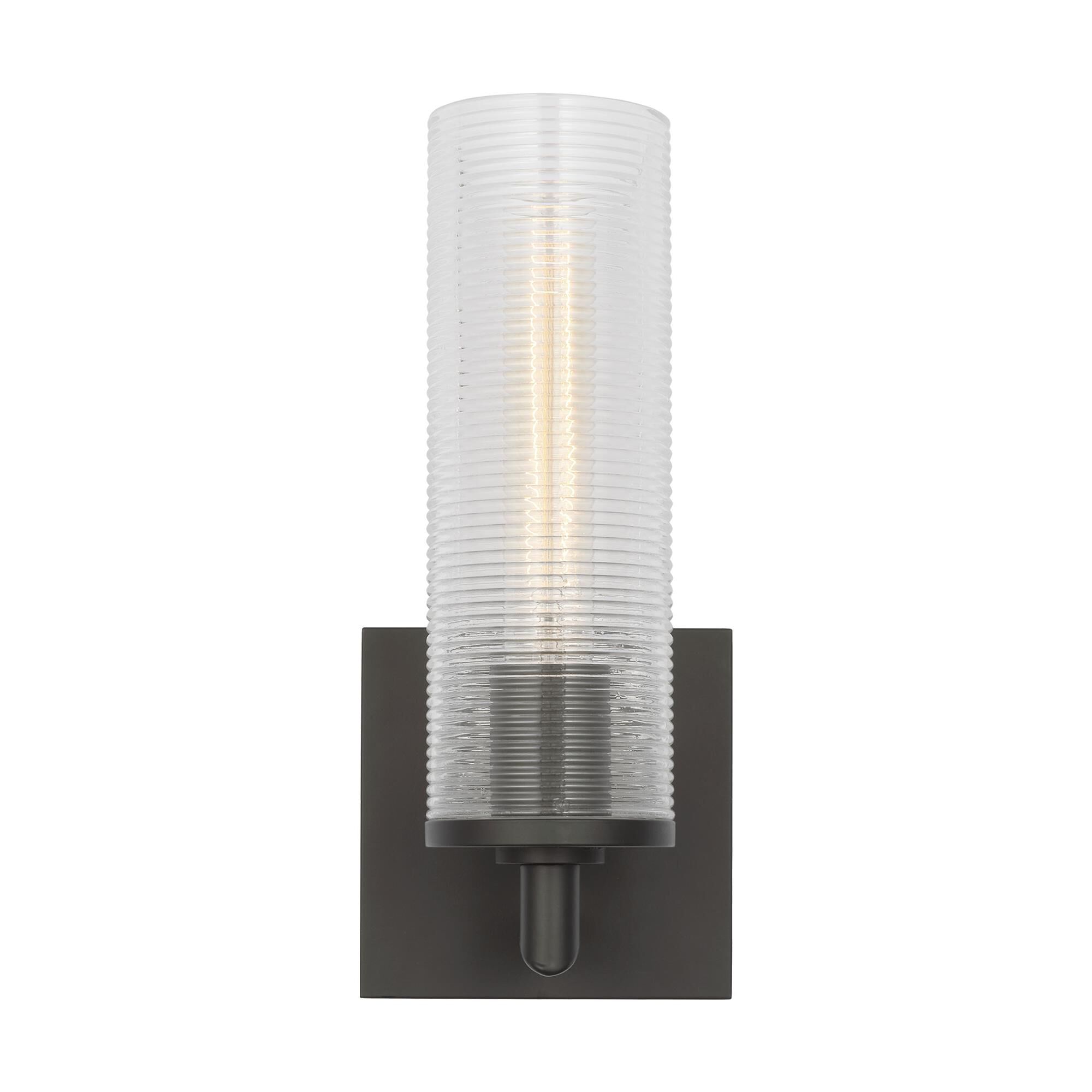 Shown in Midnight Black finish and Clear Ribbed glass