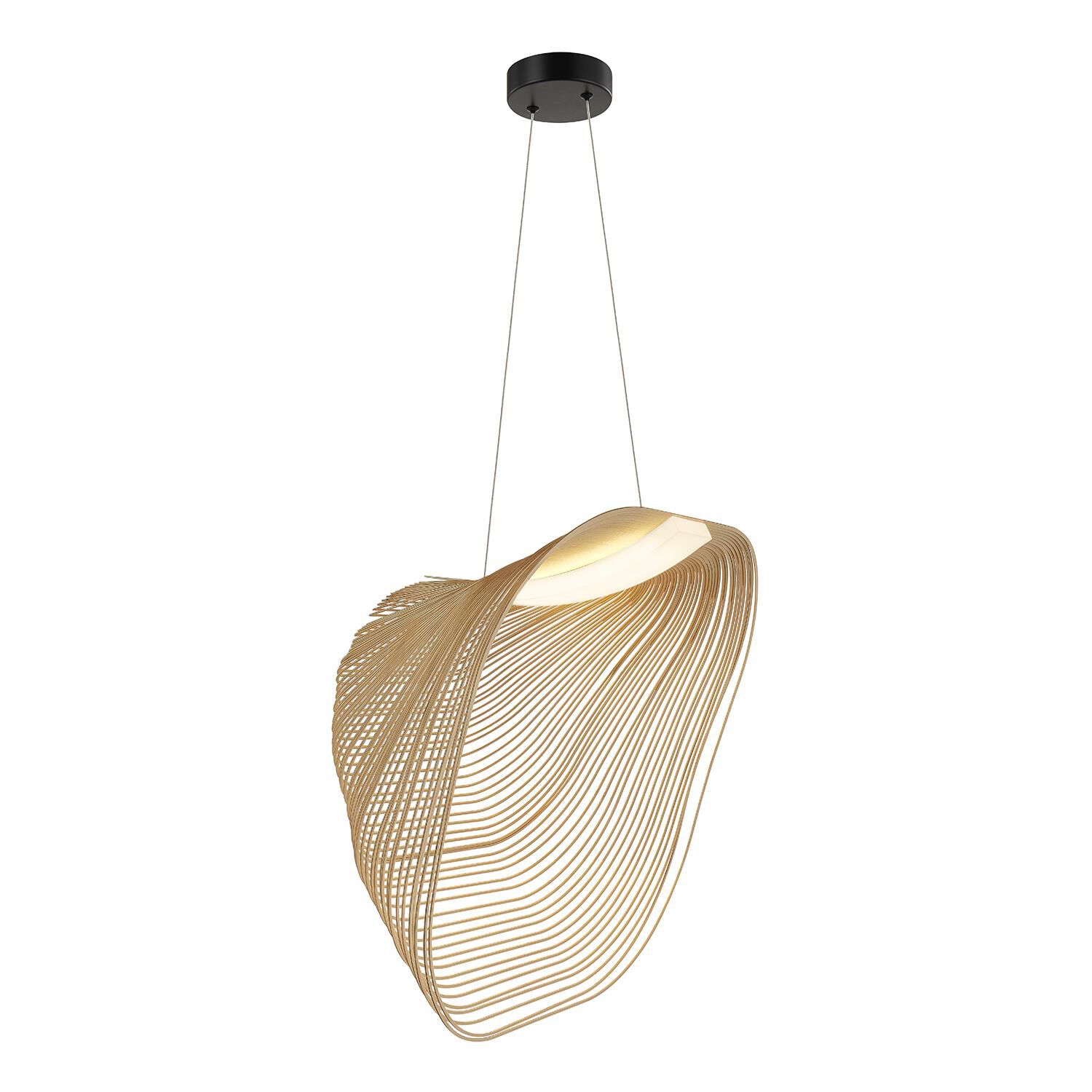 Shown in Matte Black finish and Natural Wood shade