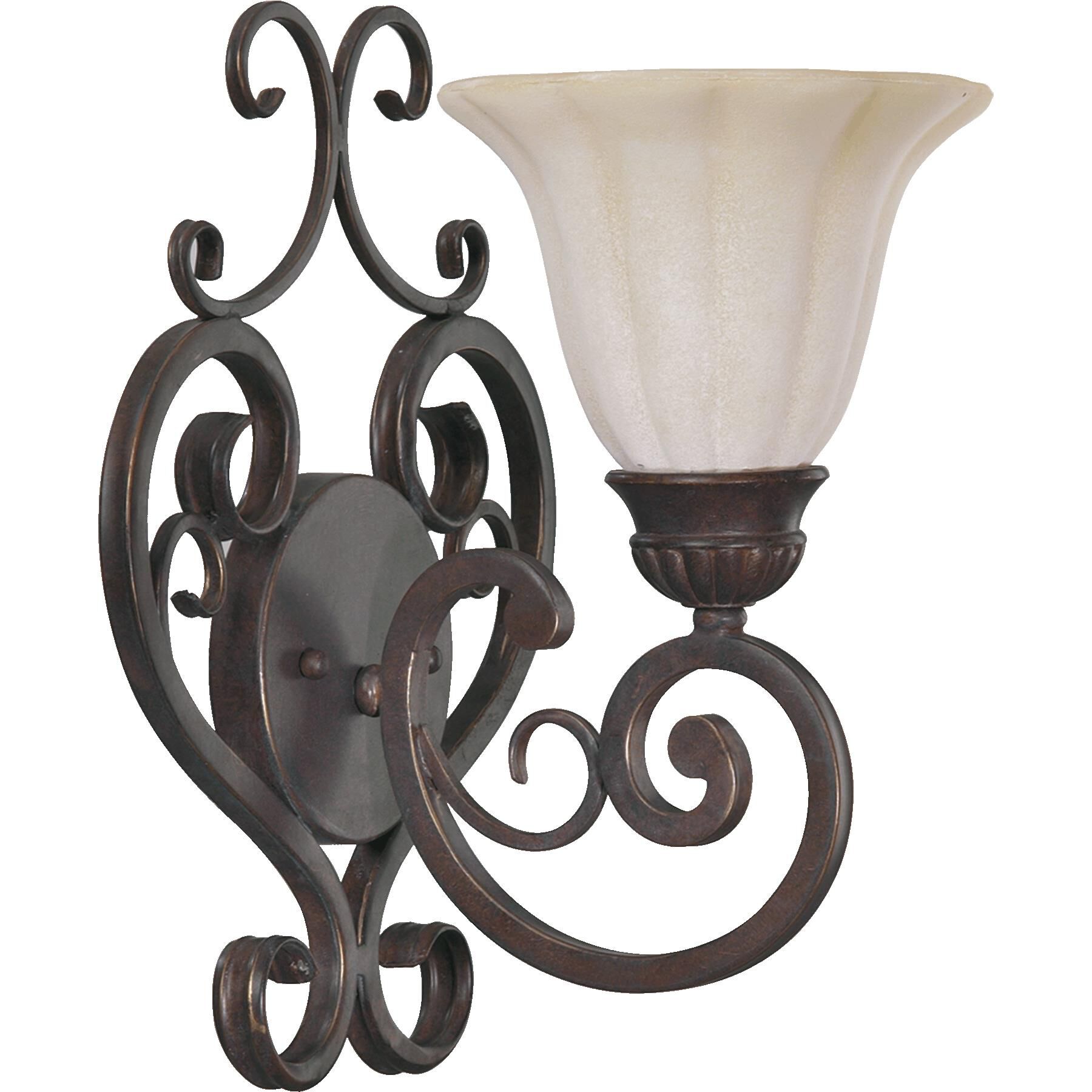 Shown in Gilded Bronze finish and Etruscan glass 