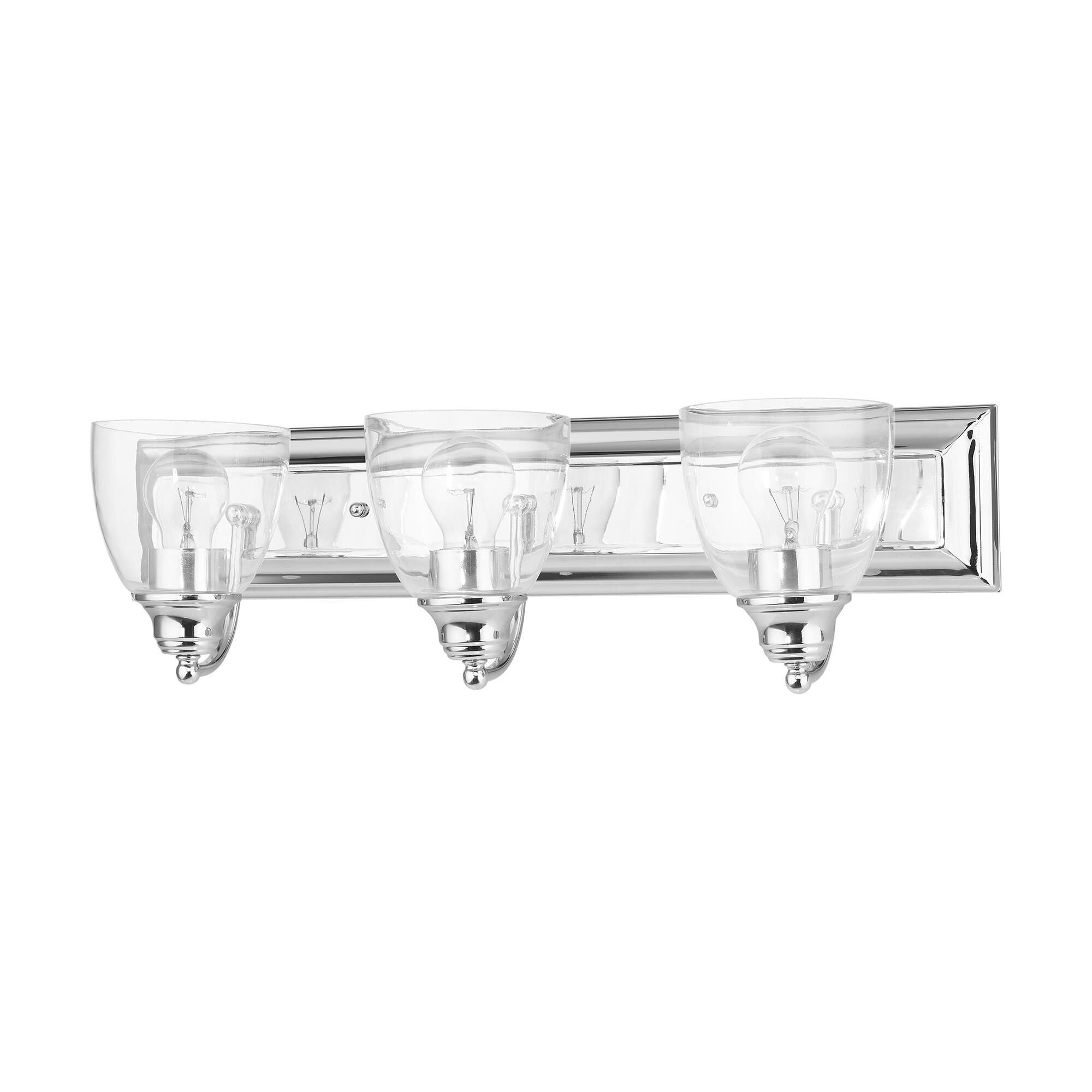 Shown in Polished Chrome finish and Hand Blown Clear glass
